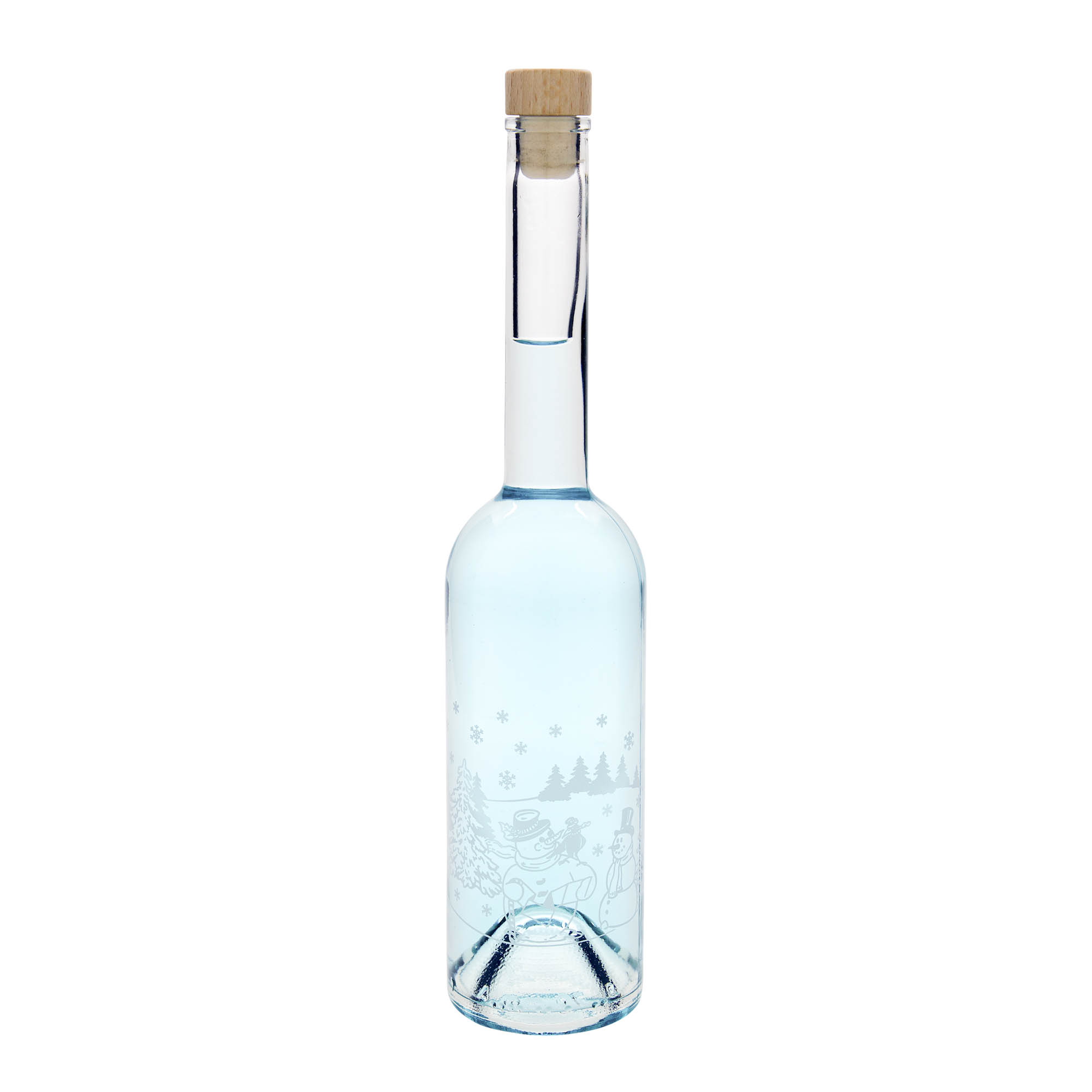 500 ml glass bottle 'Opera', motif: snowman bottle, opening: cork 500 ml glass bottle 'Opera', motif: snowman bottle, opening: cork