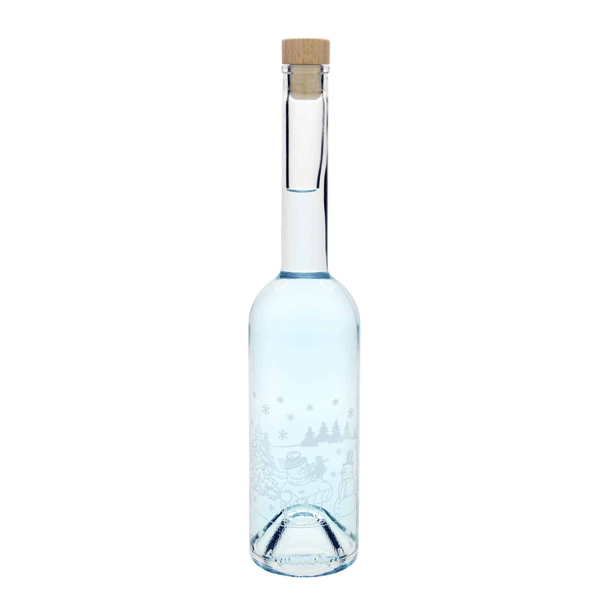 500 ml glass bottle 'Opera', motif: snowman bottle, opening: cork