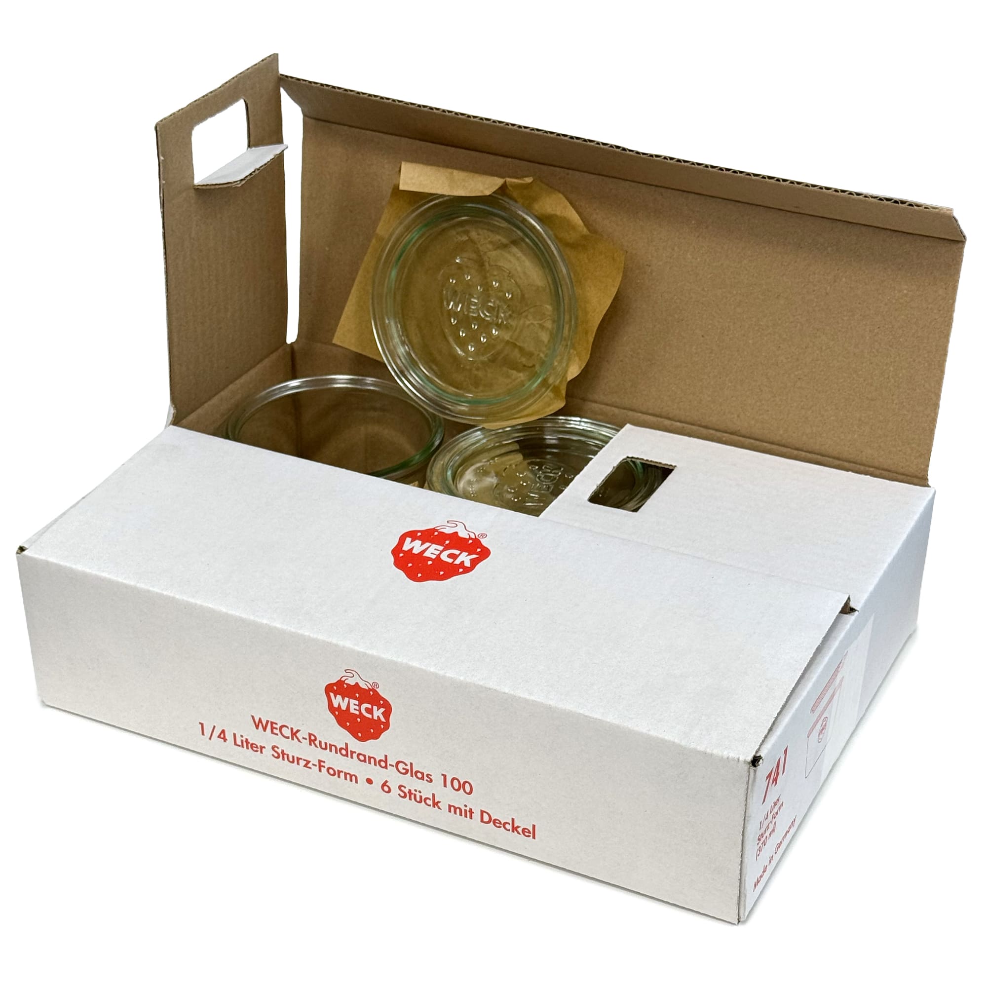 6x 370 ml WECK inverted jar with glass lid RR 100