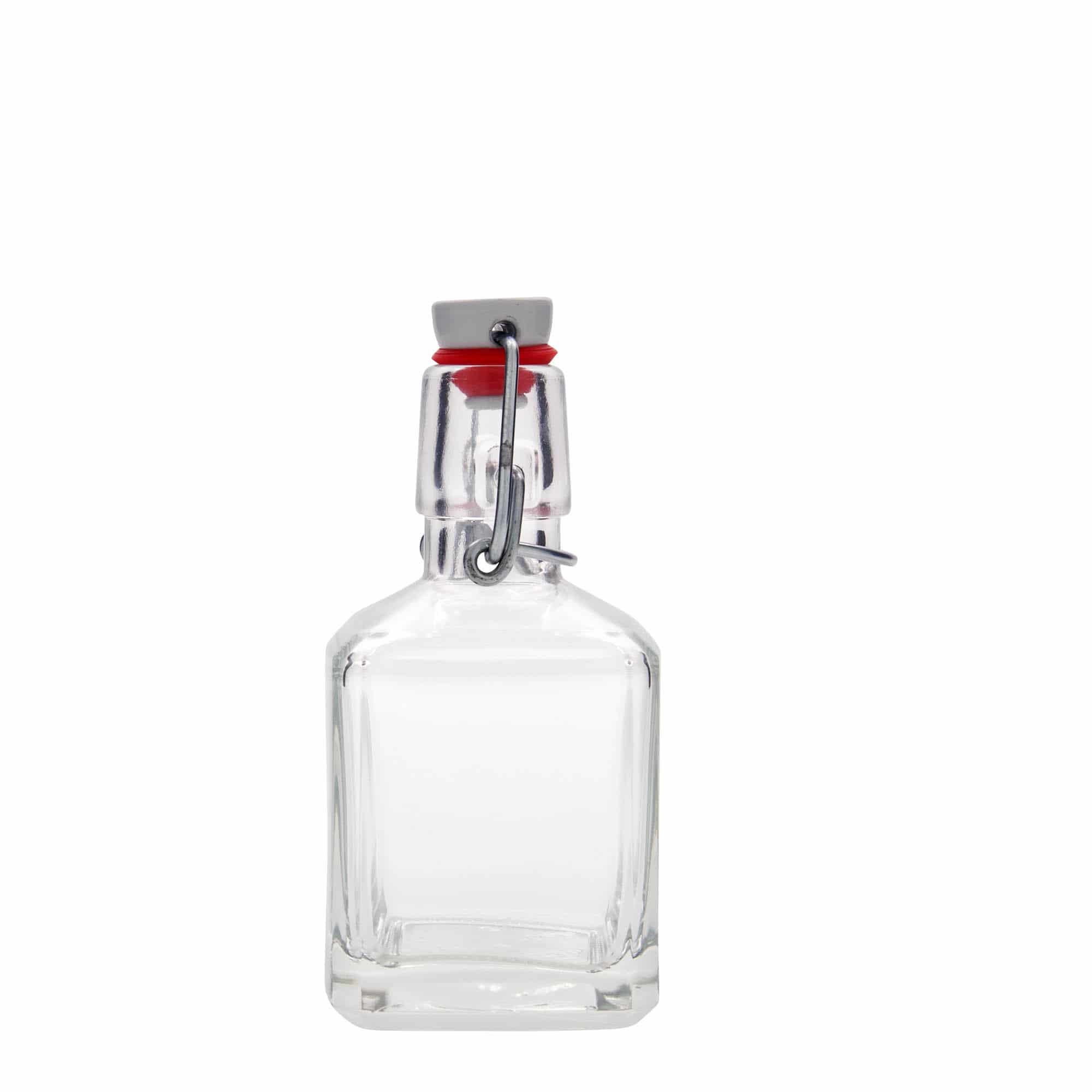 200 ml glass bottle 'Kubica', square, closure: swing top