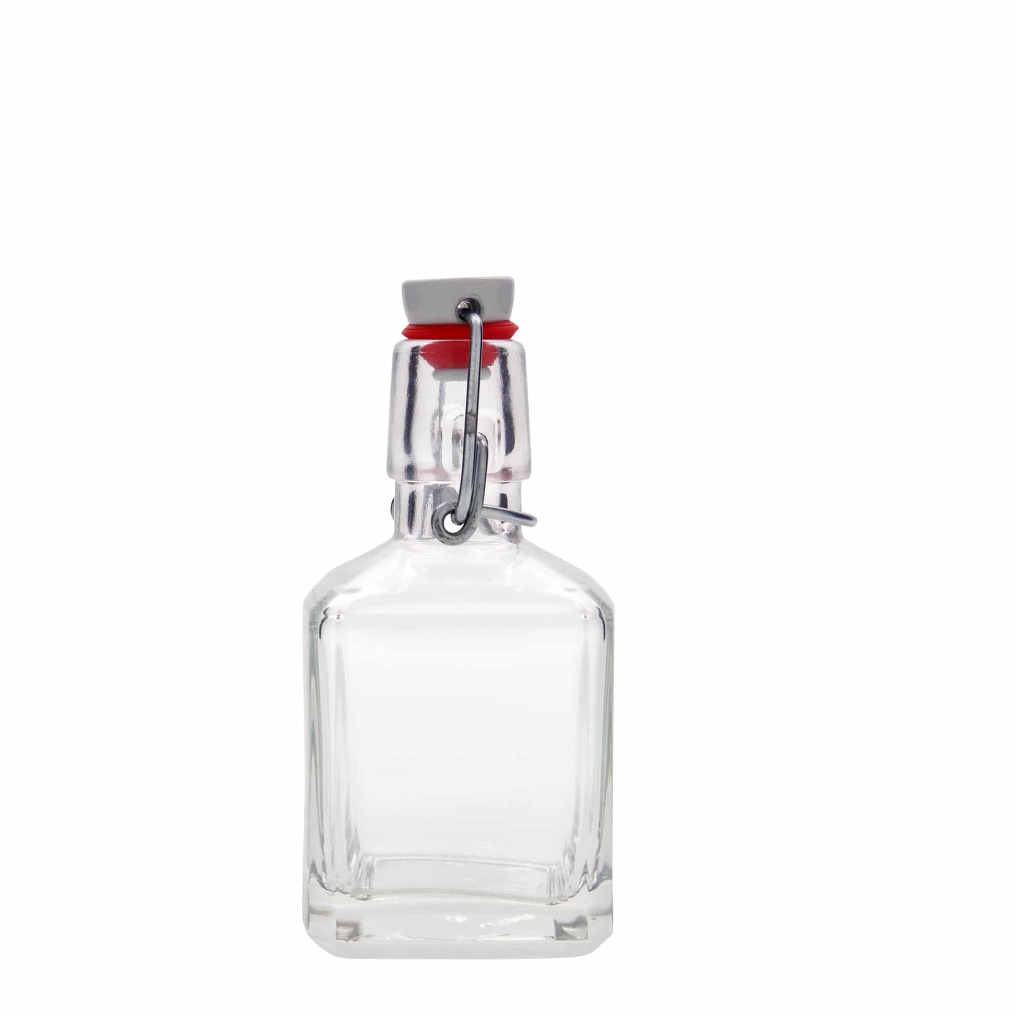 200 ml glass bottle ‘Kubica’, square, opening: swing top closure