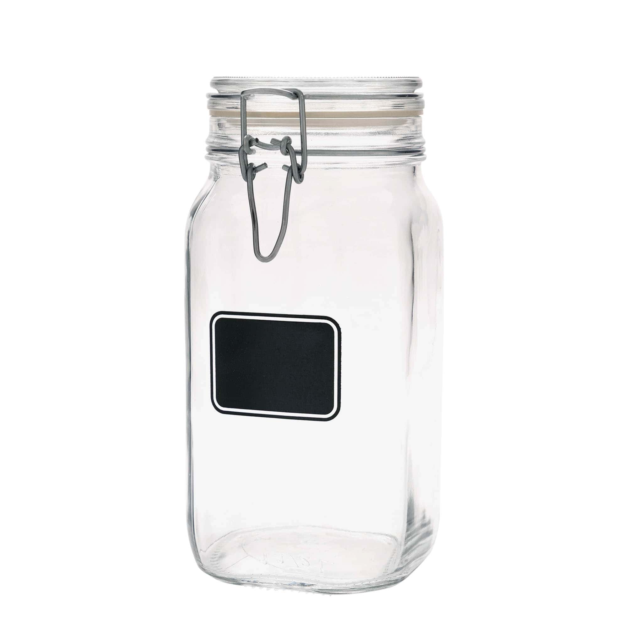 1,500 ml wire bail jar ‘Fido’, motif: label field, square, opening: wire bail closure