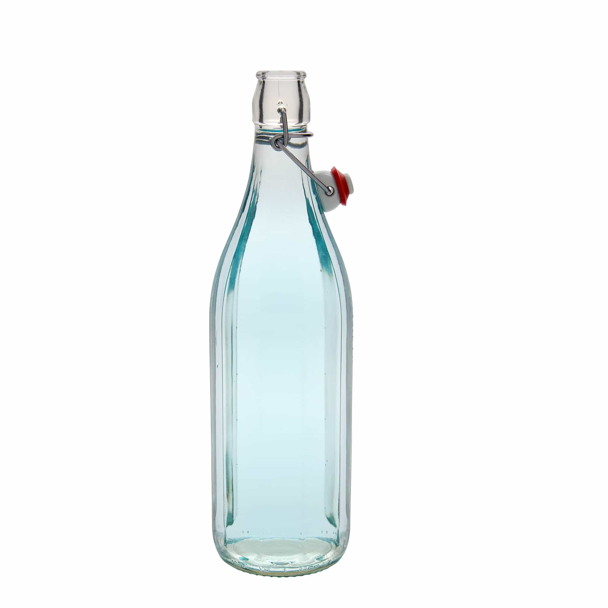 1,000 ml glass bottle 'Bravo' #, decagonal, opening: swing top closure