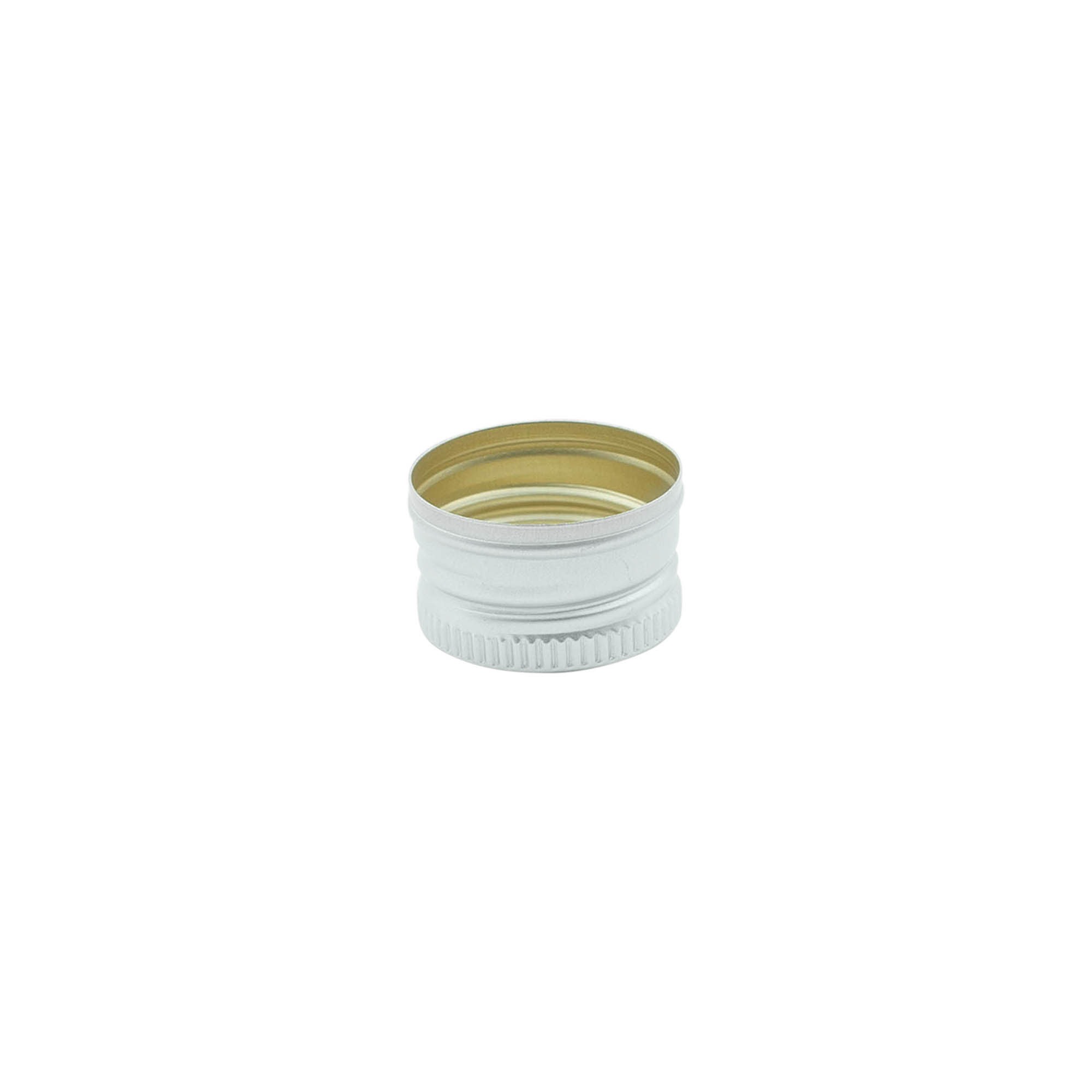 Screw cap, metal, silver, for opening: PP 22 Screw cap, metal, silver, for opening: PP 22