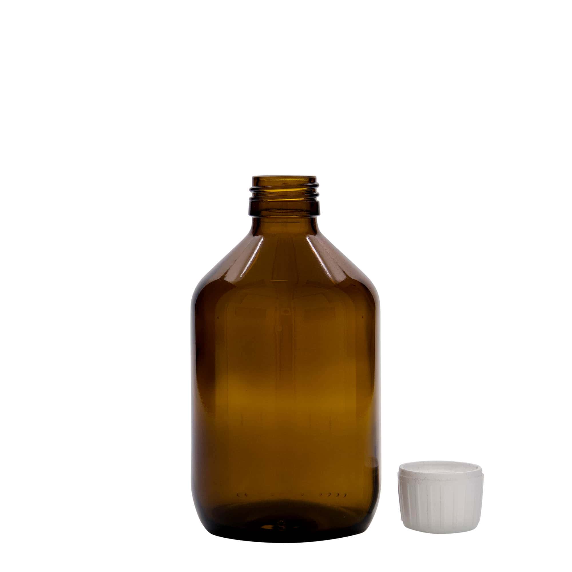 300 ml medical bottle, brown, glass, opening: PP 28