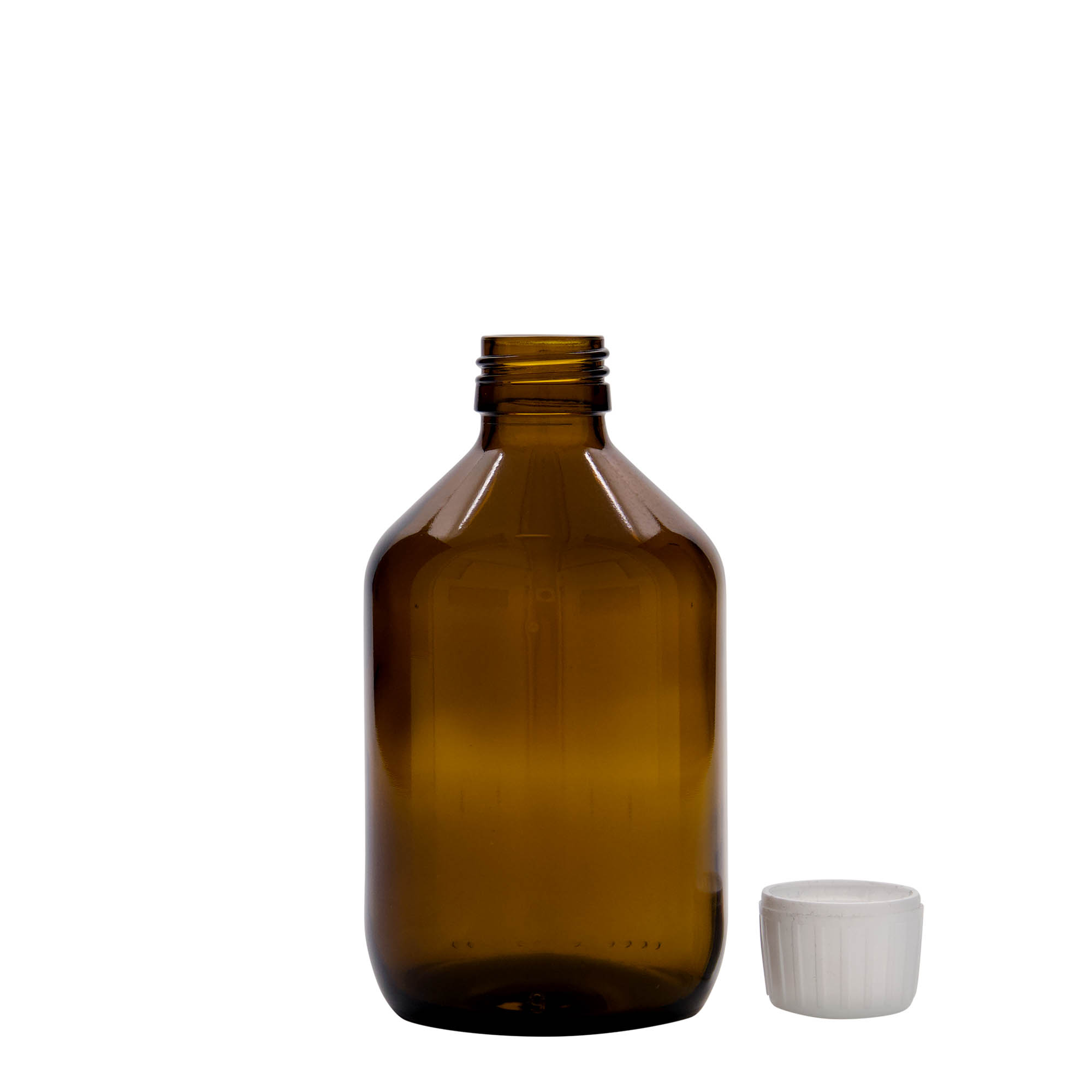 300 ml medical bottle, brown, glass, opening: PP 28