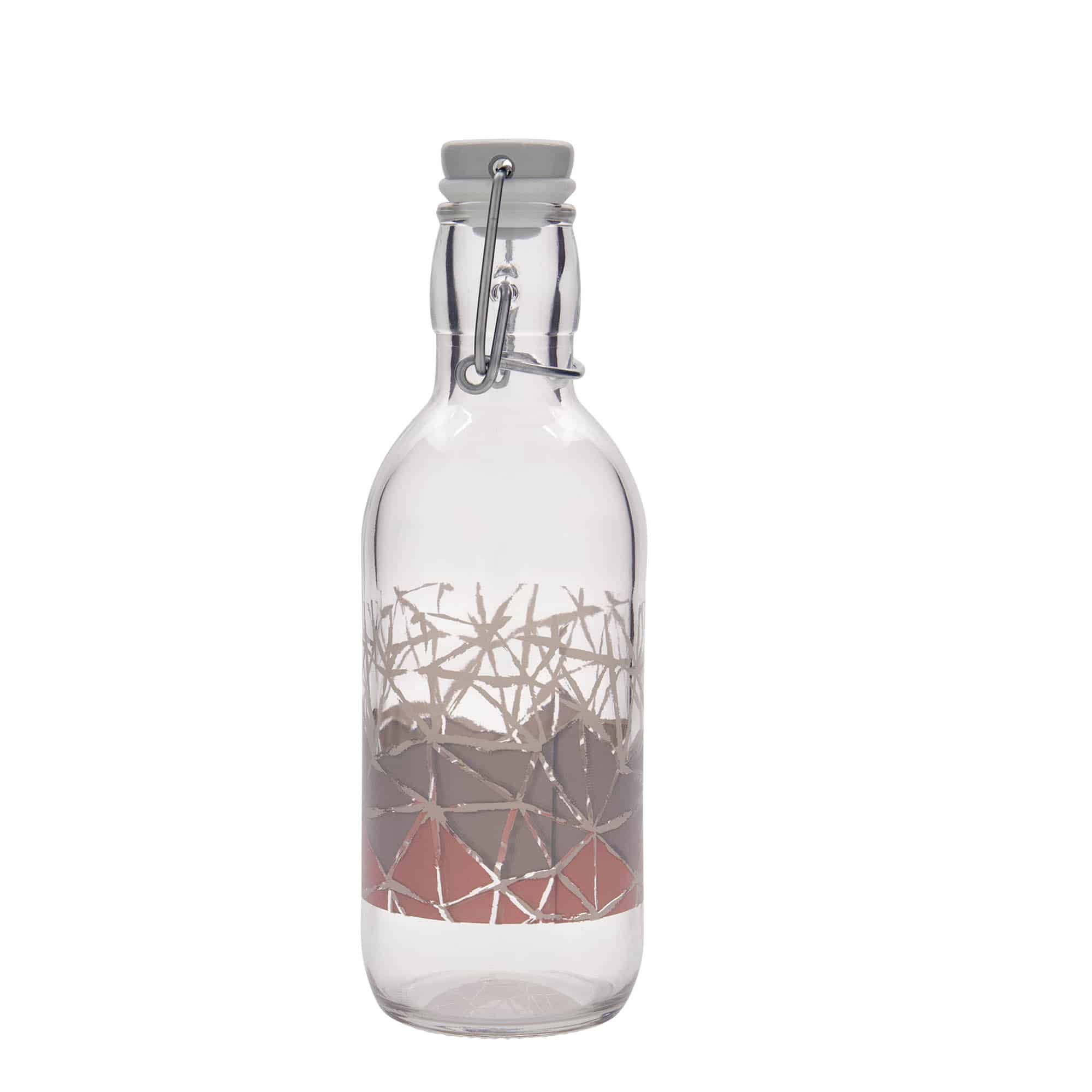 500 ml glass bottle Emilia printed 'Manolibera rosa', opening: swing top closure