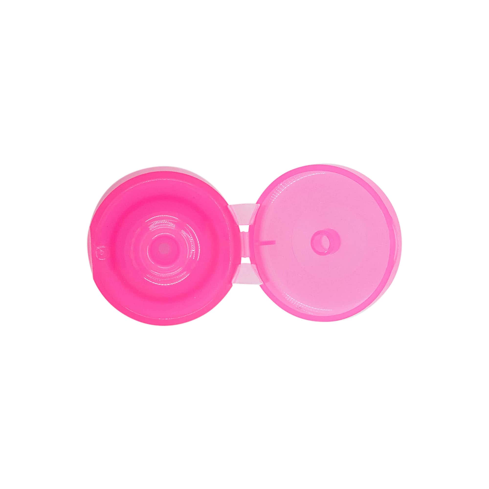 Screw cap with hinge, PP plastic, pink, for opening: 24/410