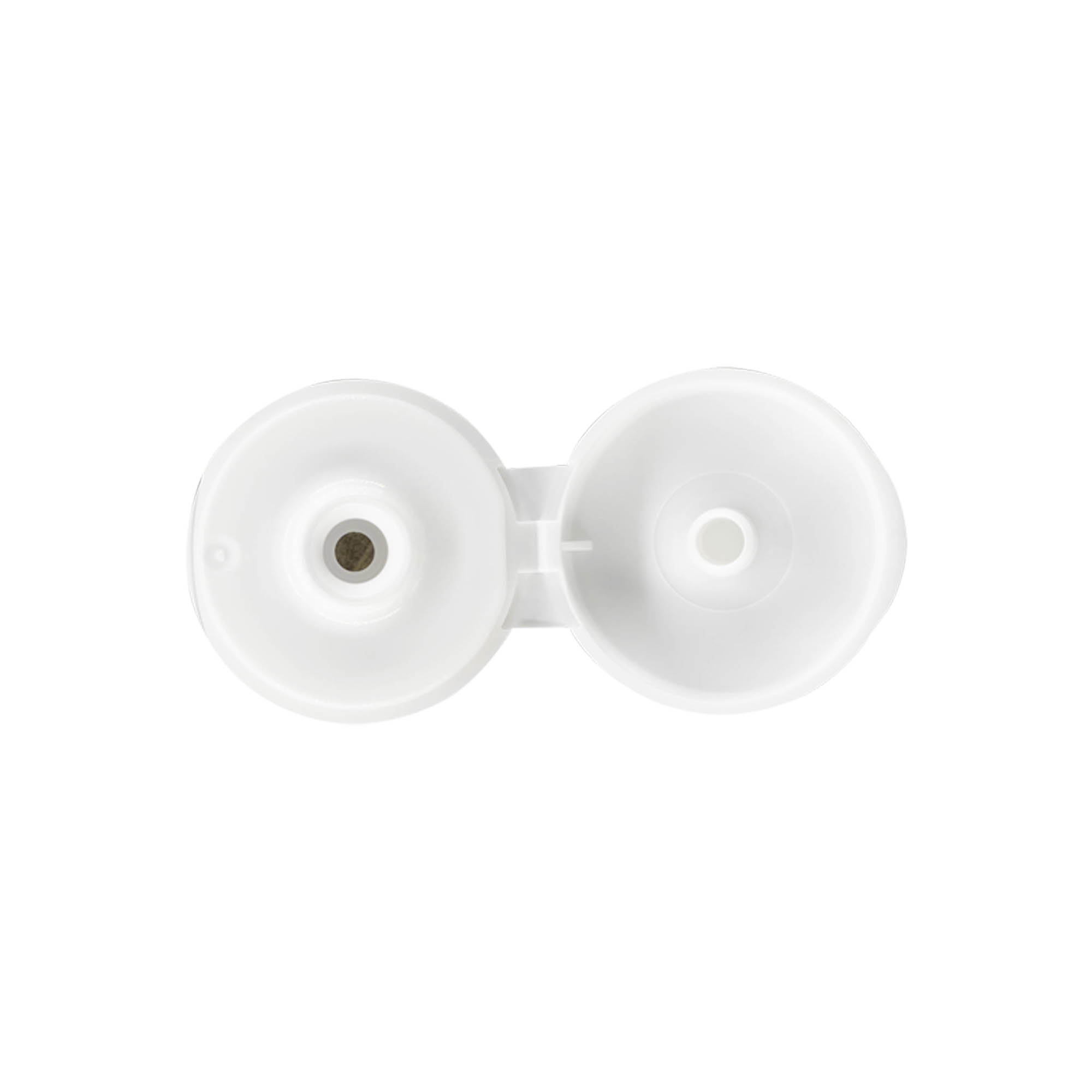 Screw cap with hinge, PP plastic, white, for opening: 24/410