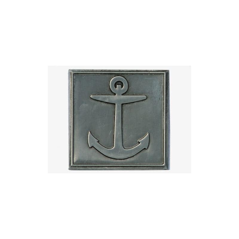 Pewter tag 'Anchor', square, metal, silver