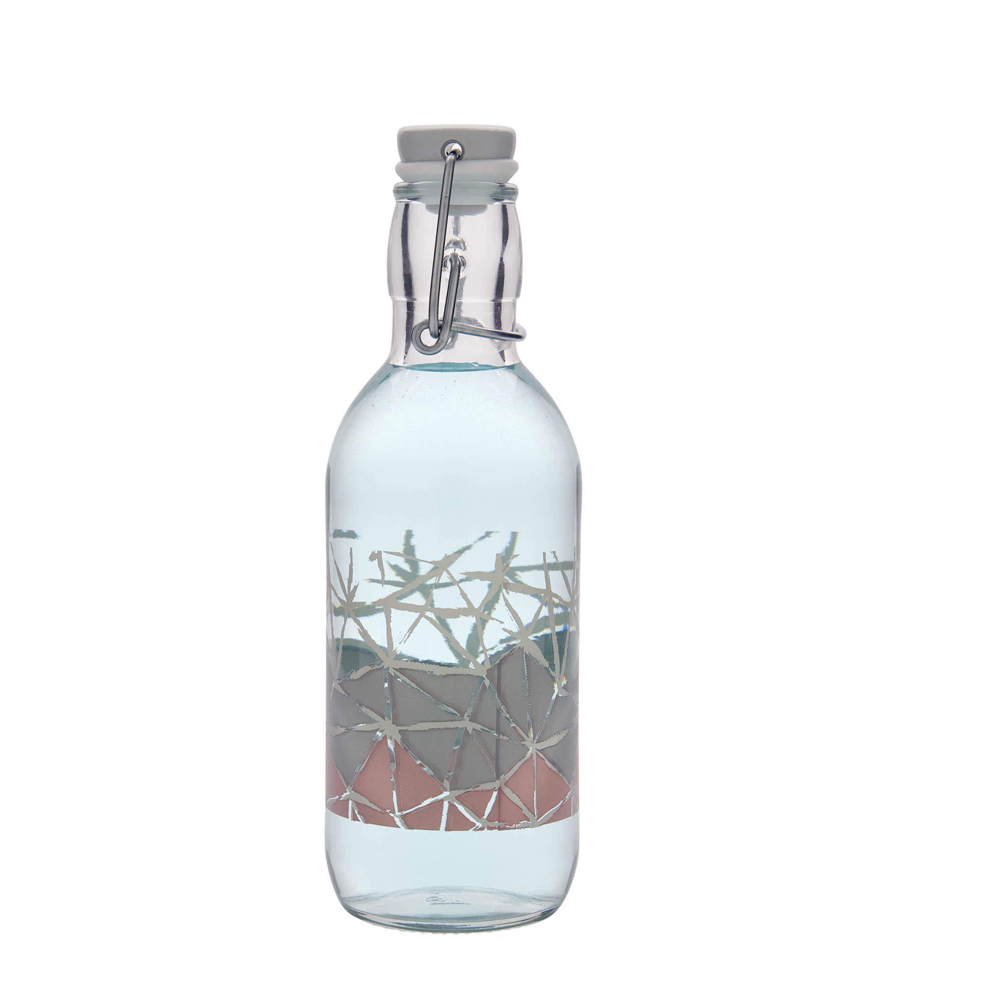 500 ml glass bottle Emilia printed 'Manolibera rosa', opening: swing top closure 500 ml glass bottle Emilia printed 'Manolibera rosa', opening: swing top closure