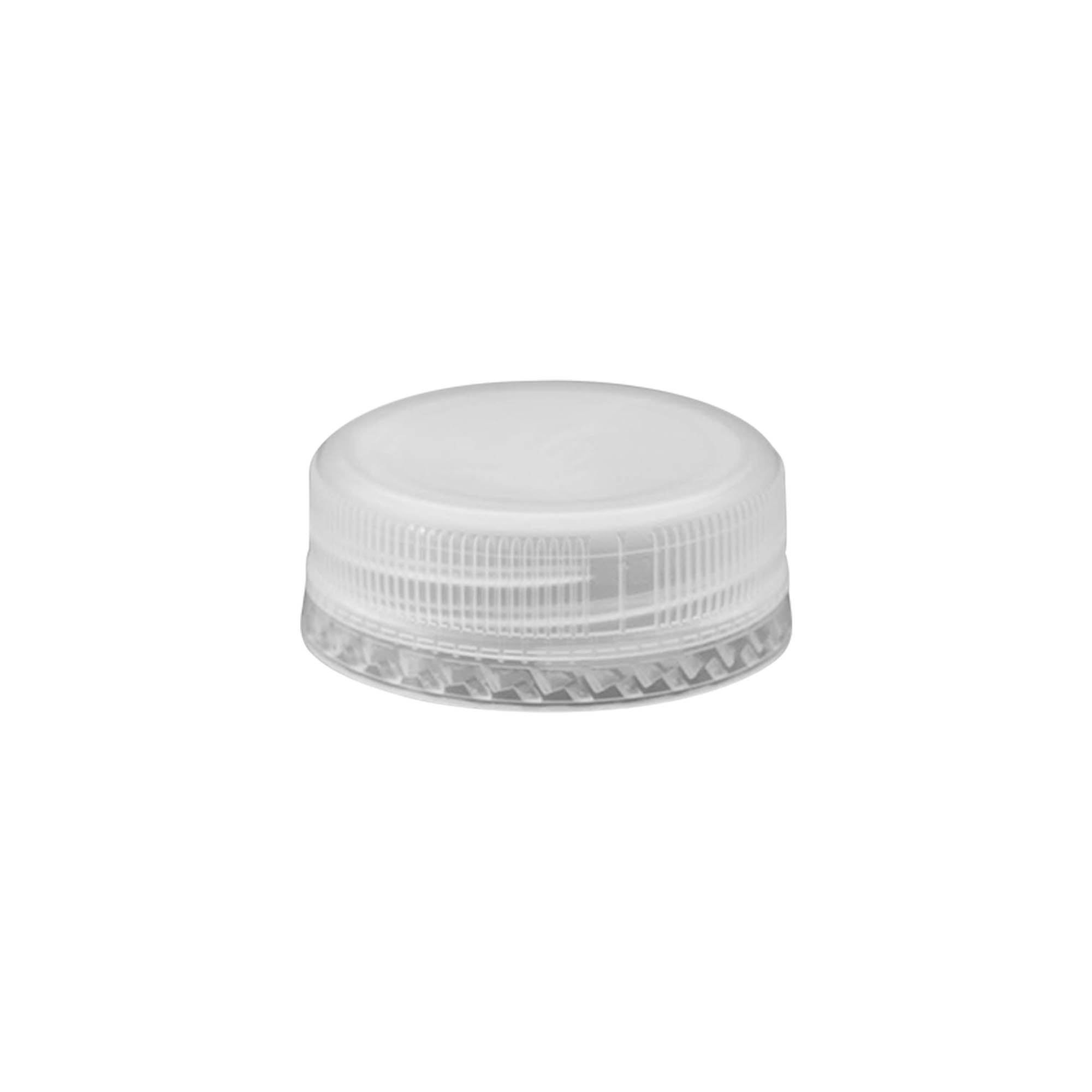 Screw cap with double-start thread, PE plastic, white, for opening: PET 38 mm