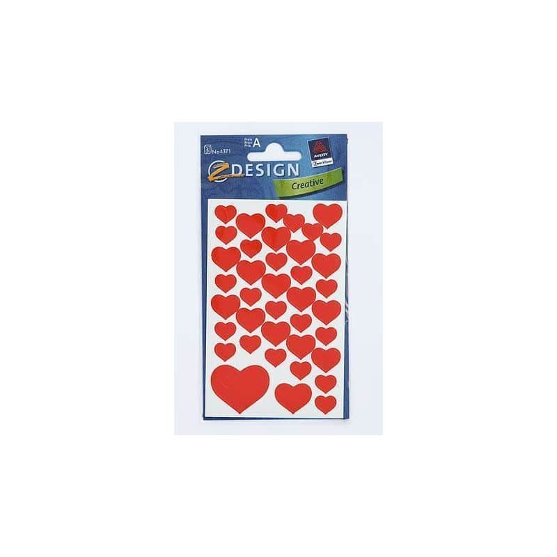 Themed stickers 'Hearts', paper, red