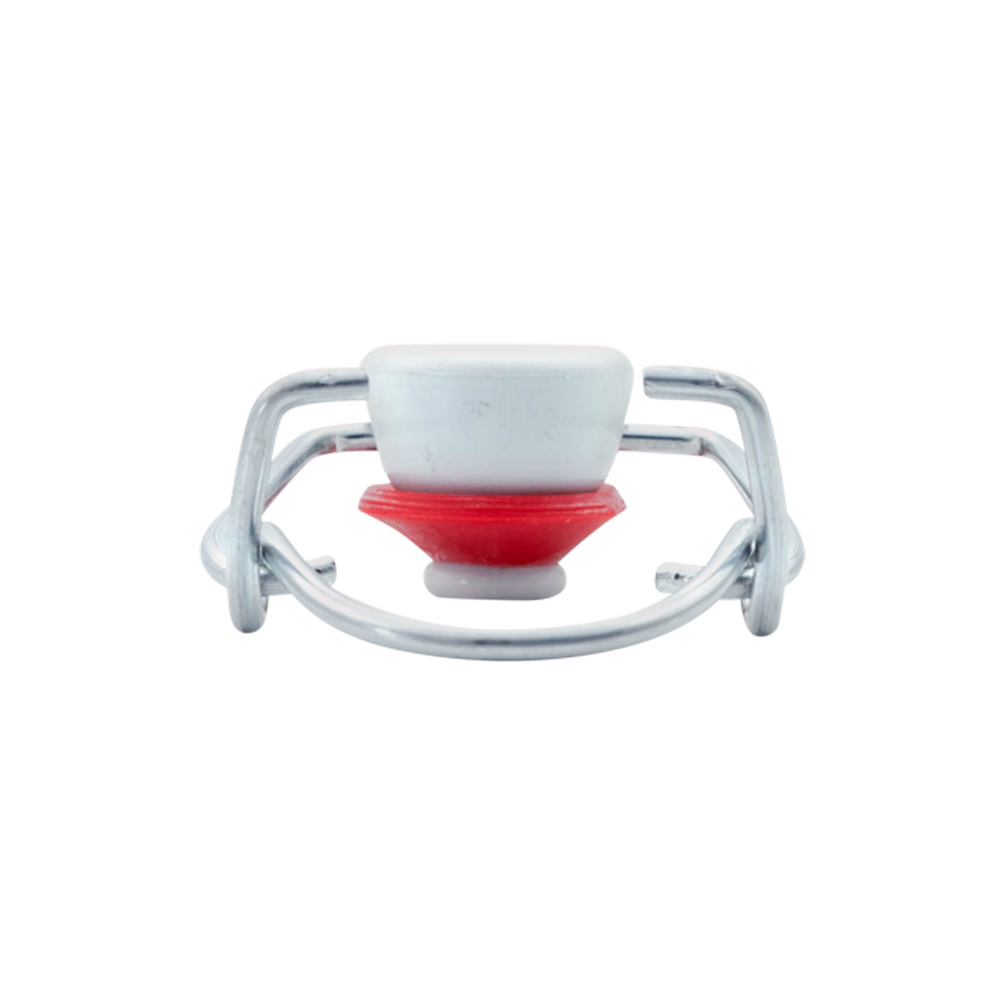 Standard clamp closure, plastic, red-white Standard clamp closure, plastic, red-white