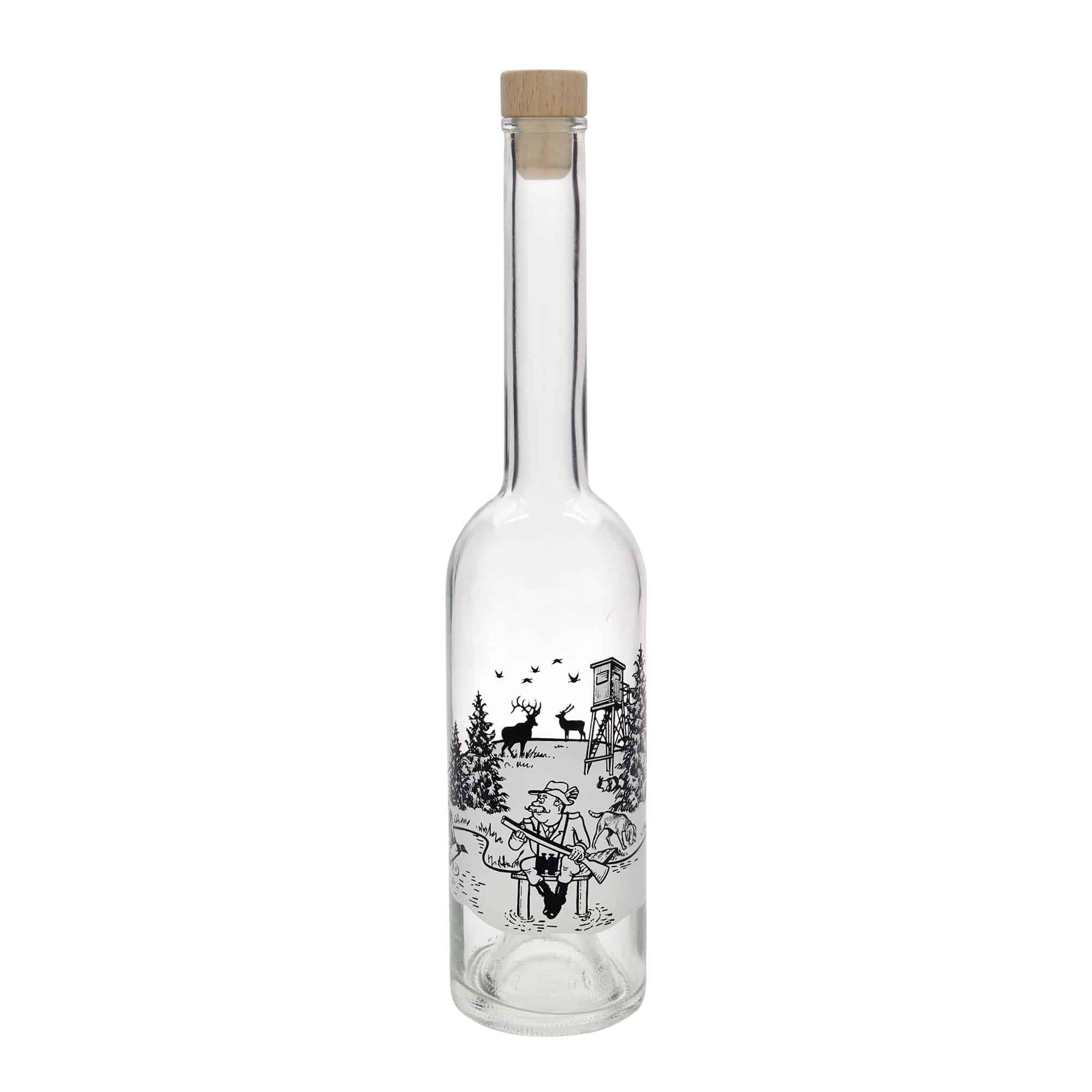 500 ml glass bottle 'Opera', print: hunter, closure: cork