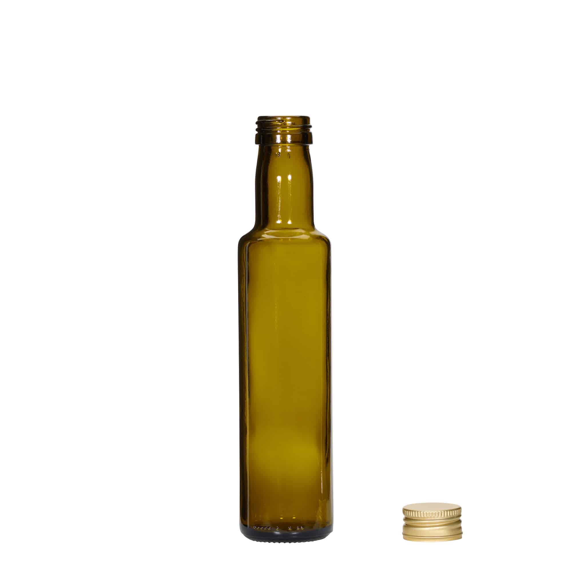 250 ml glass bottle 'Dorica', antique green, opening: PP 31.5