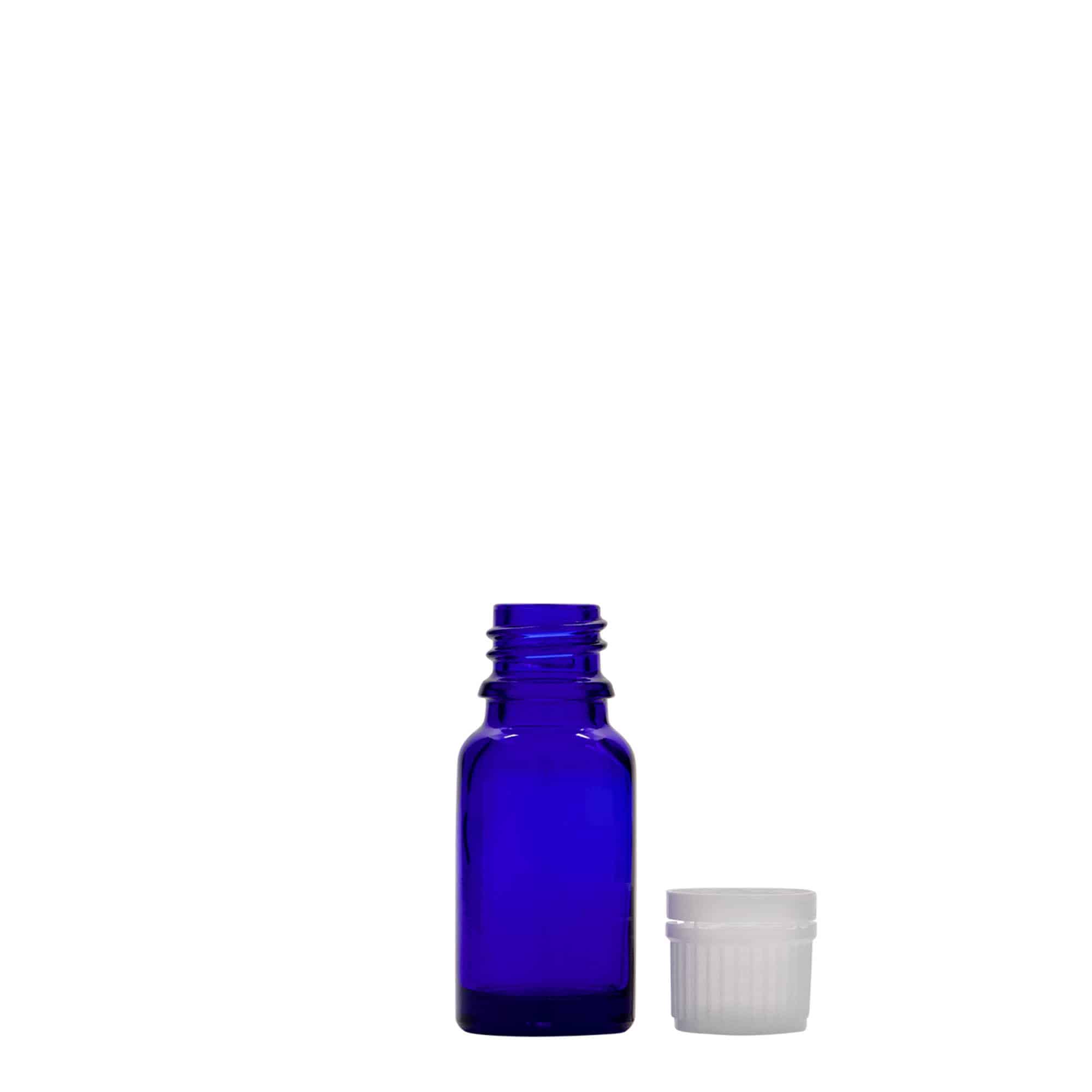 10 ml medicine bottle, glass, royal blue, opening: DIN 18