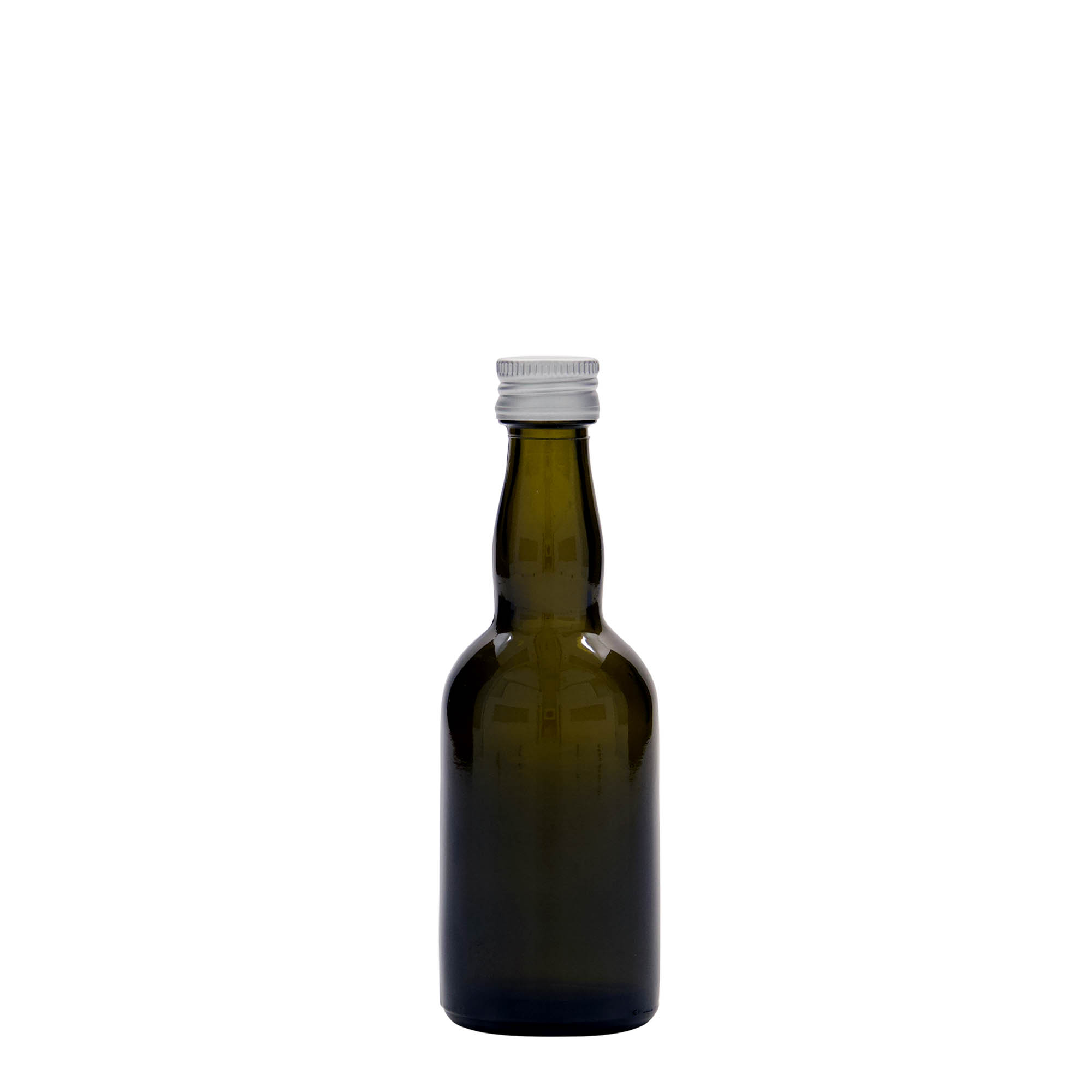 50 ml glass bottle 'Proba', antique green, opening: PP 18 50 ml glass bottle 'Proba', antique green, opening: PP 18