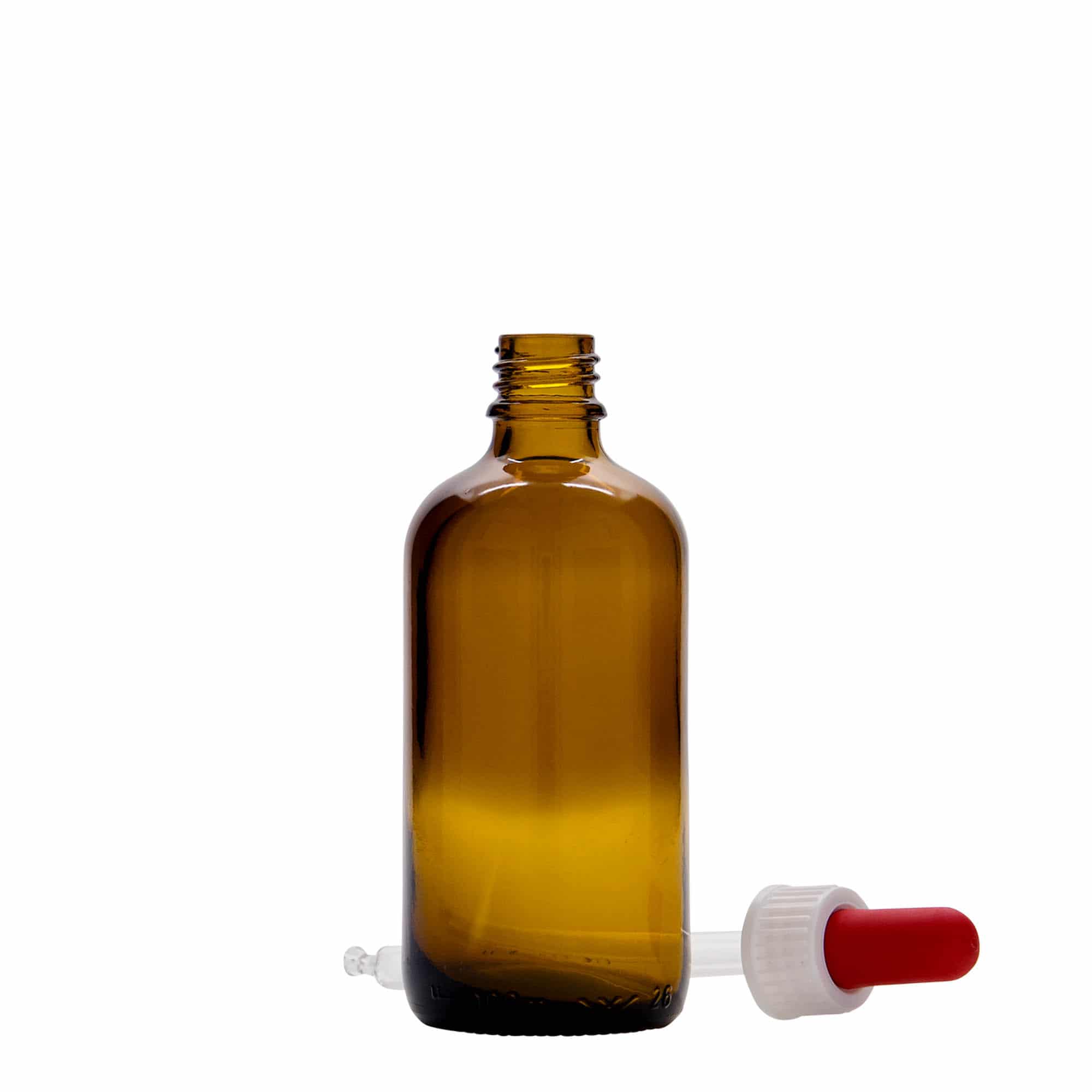 100 ml medicine pipette bottle, glass, brown/red, closure: DIN 18