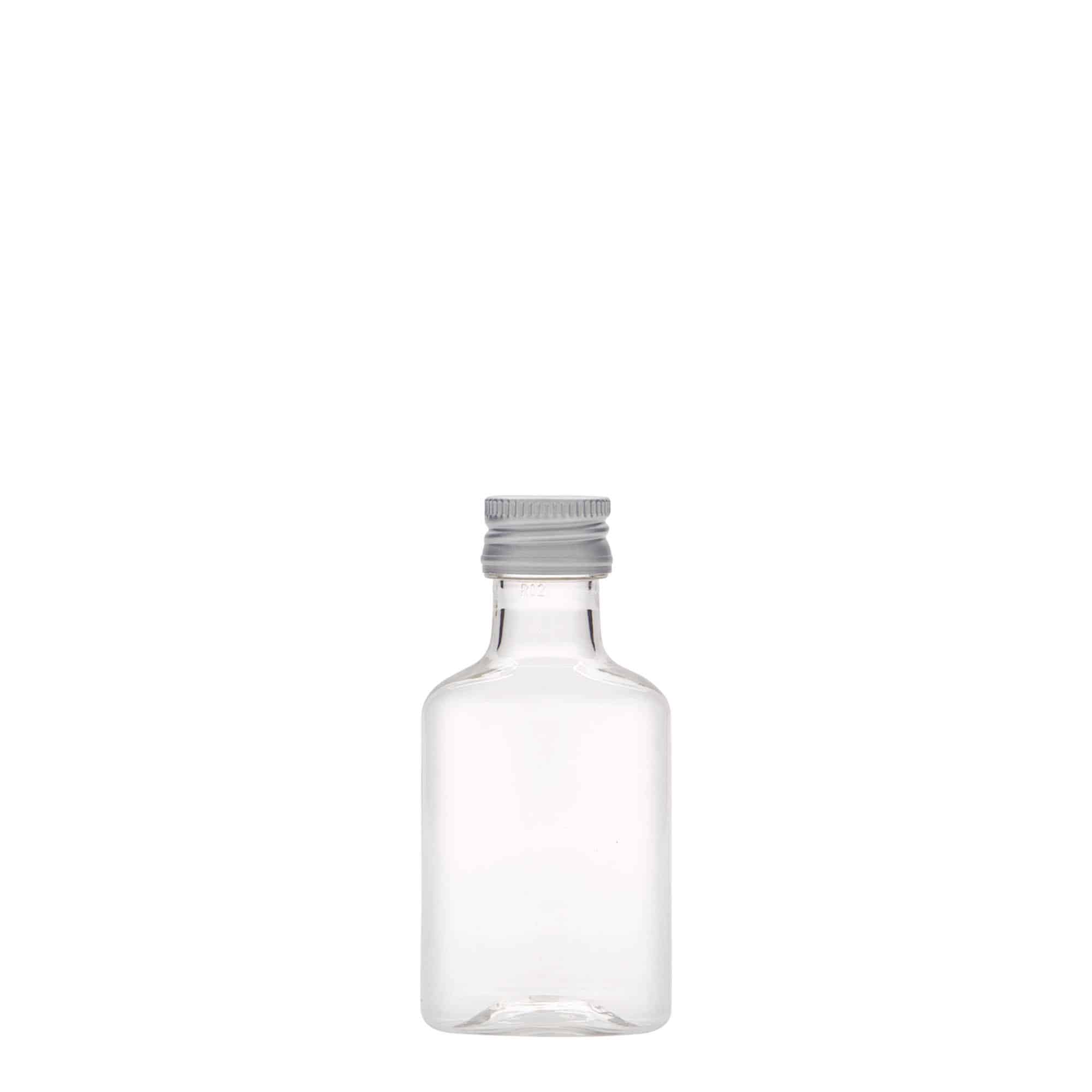 30 ml pocket flask bottle, oval, PET plastic, closure: PP 18