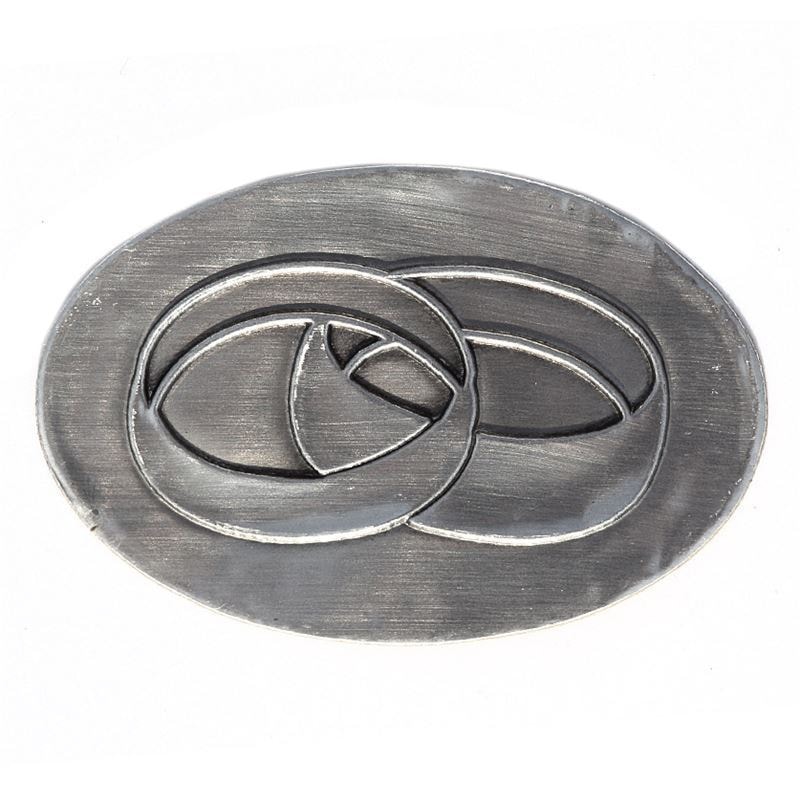 Tin label ‘Wedding Rings’, oval, metal, silver