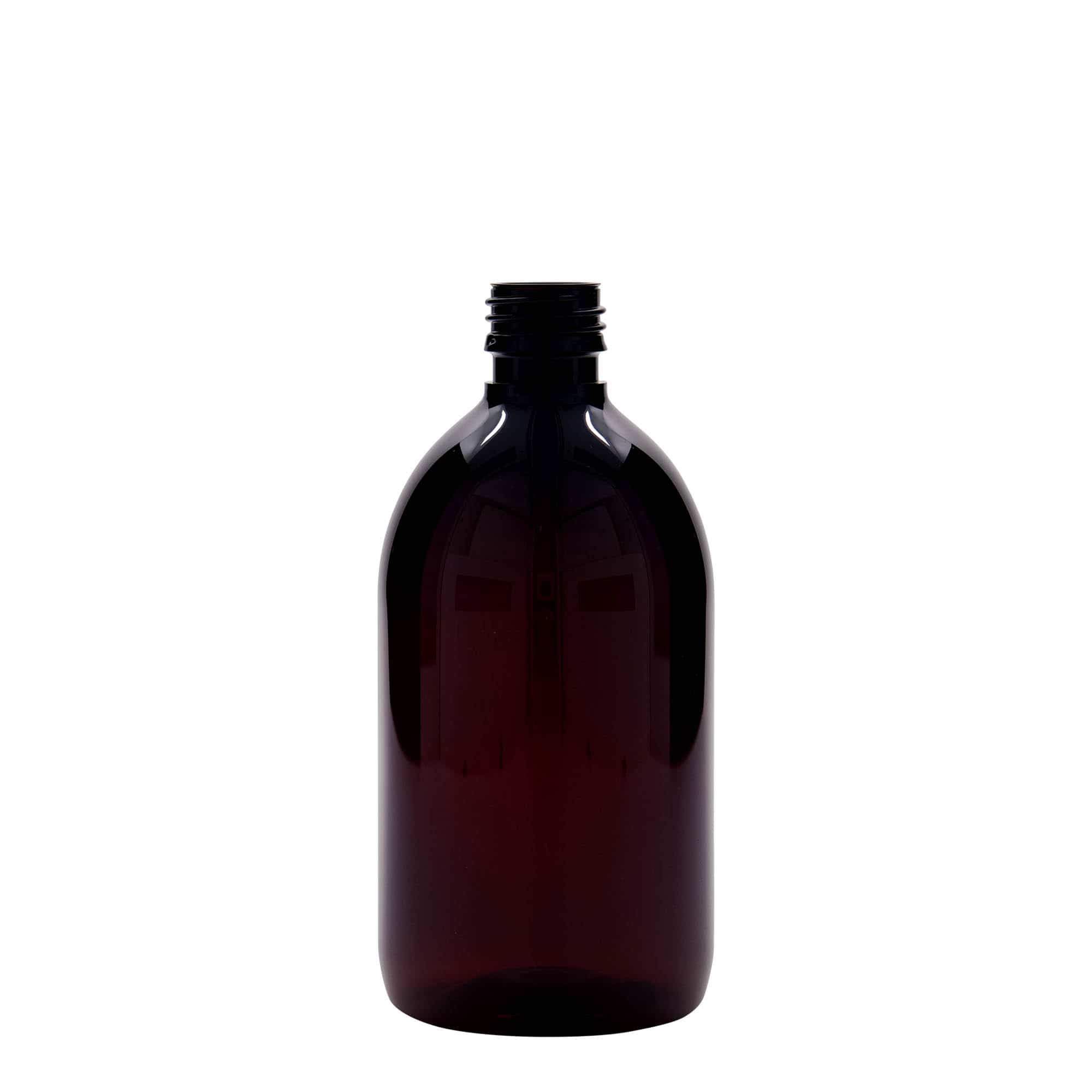500 ml PET medicine bottle, brown, plastic, closure: PP 28