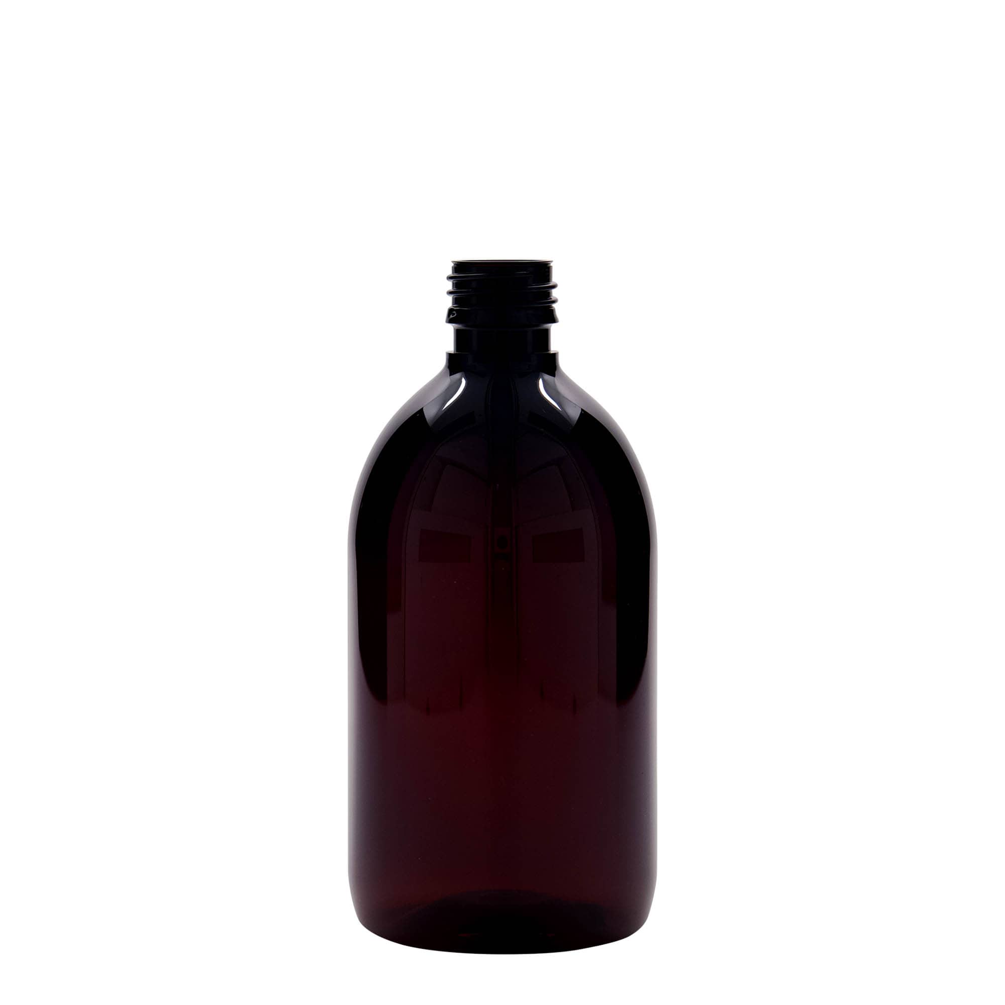 500 ml PET medical bottle, brown, plastic, opening: PP 28