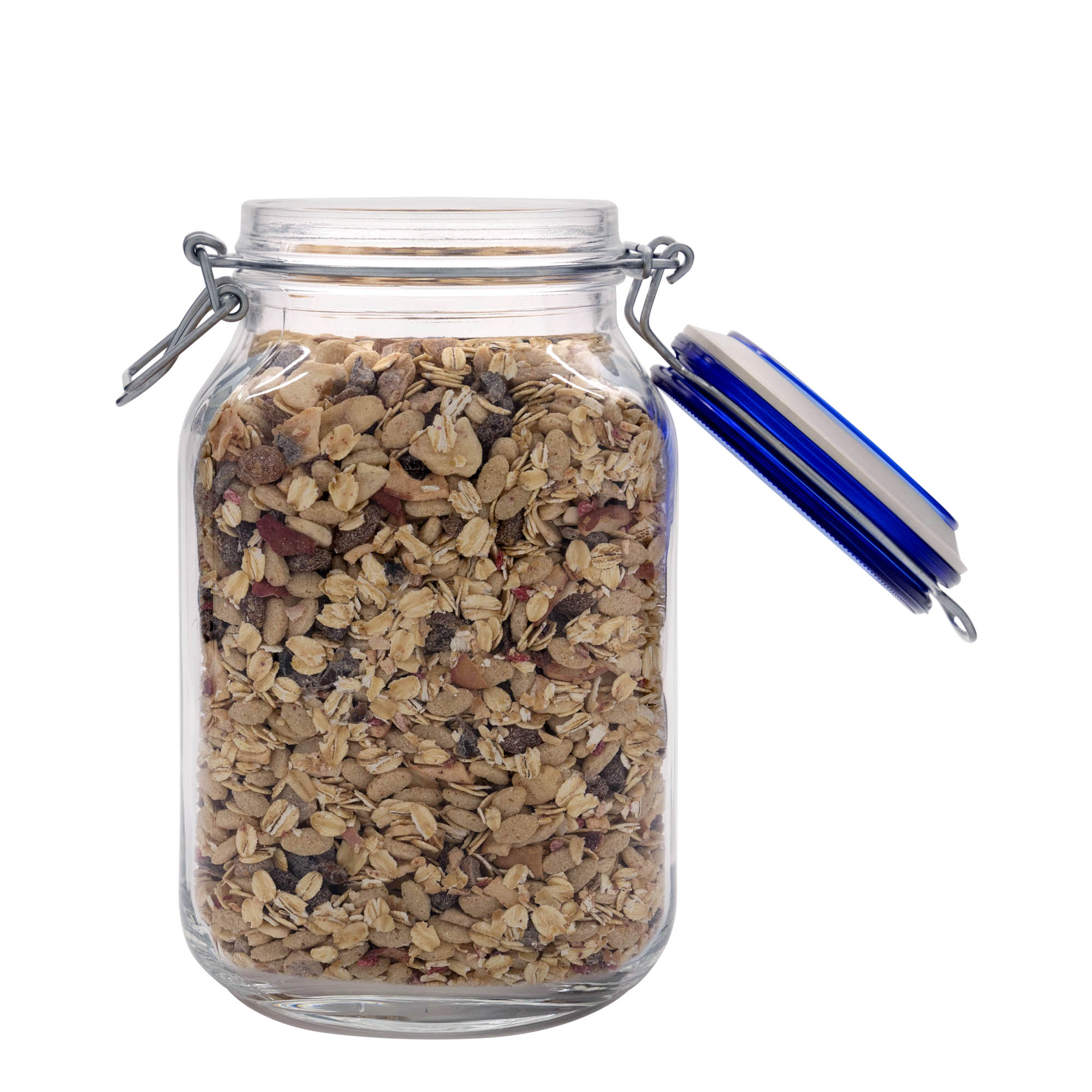 2,000 ml wire bail jar ‘Fido’ Blue Top, square, opening: wire bail closure
