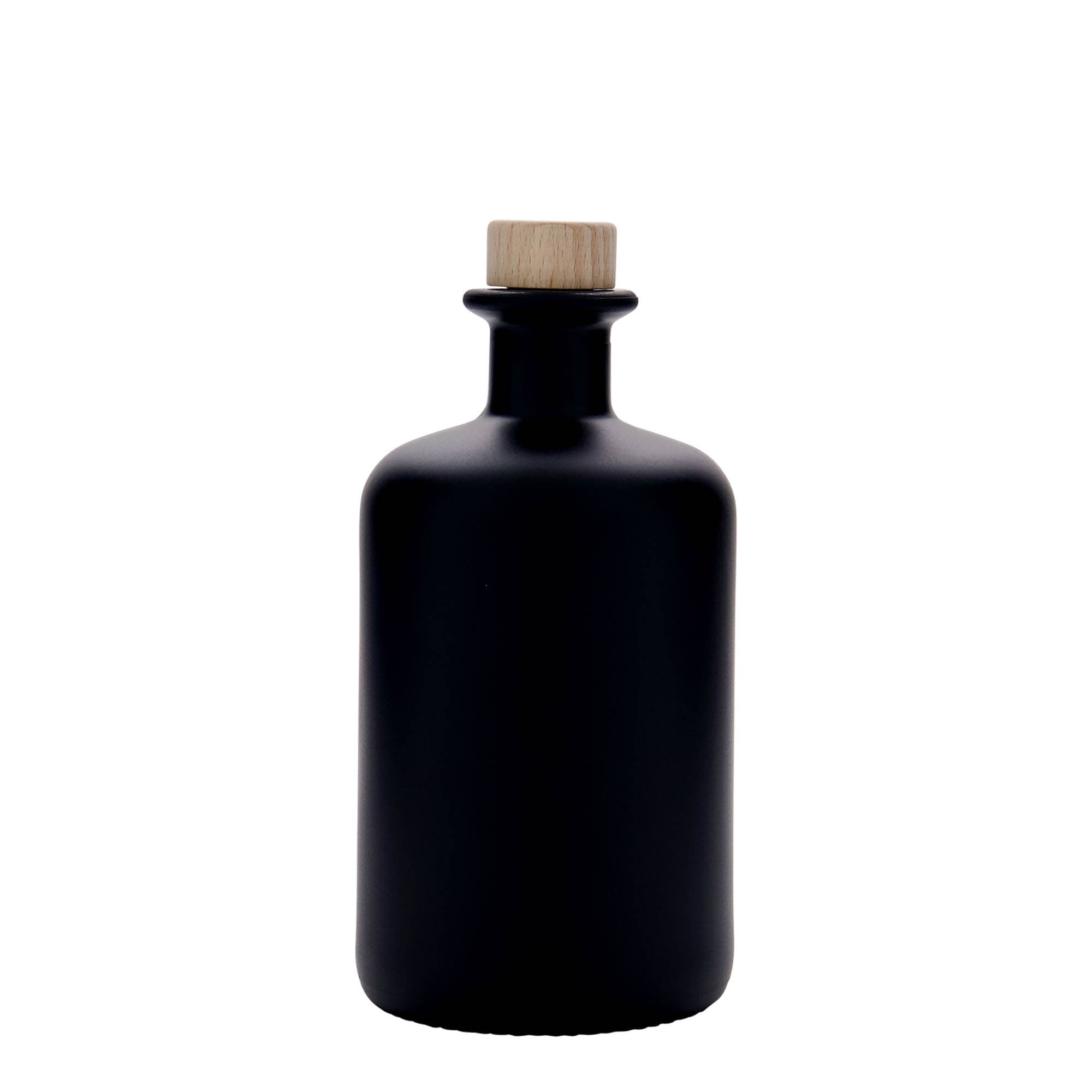 500 ml glass bottle apothecary, black, opening: cork