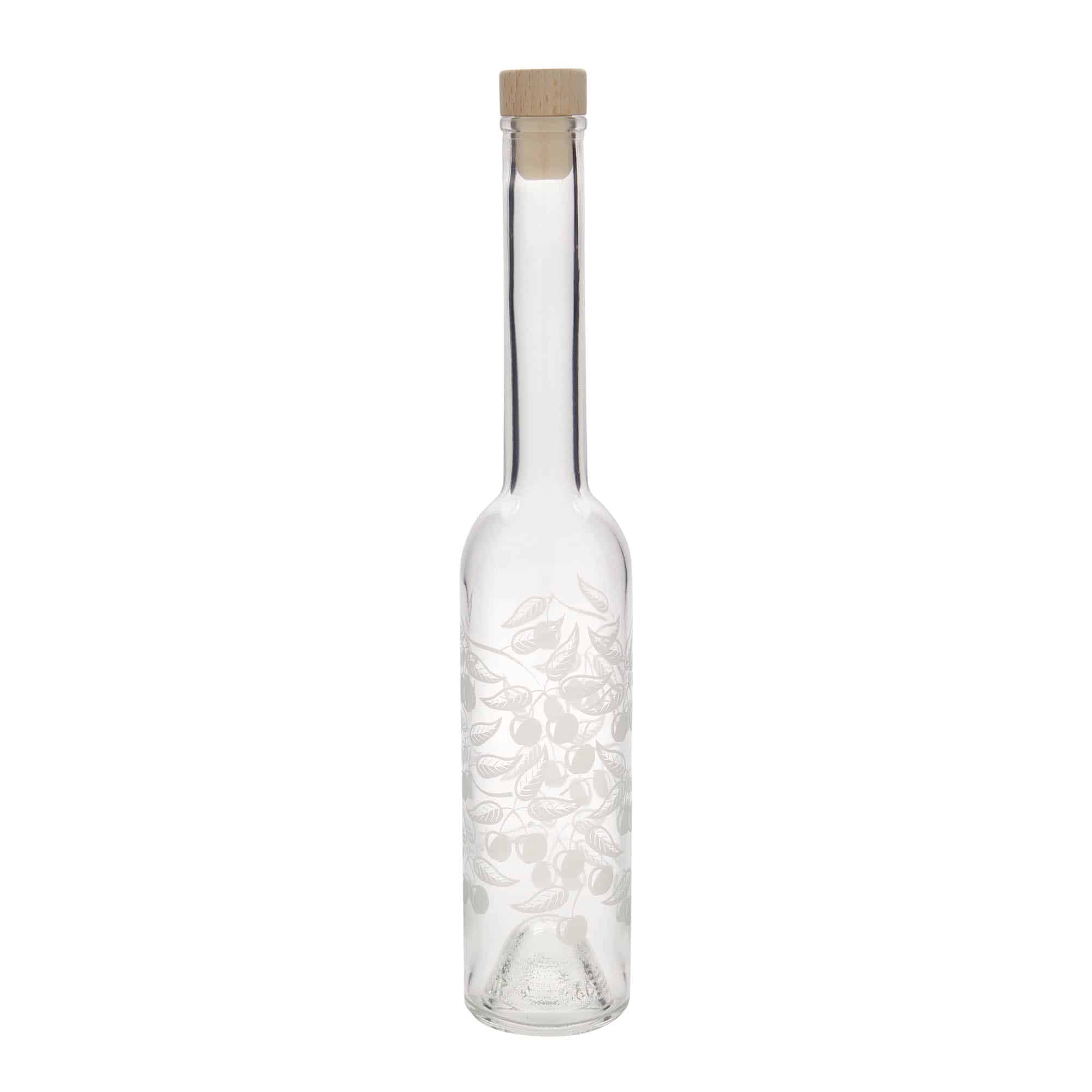 350 ml glass bottle 'Opera', print: cherries, closure: cork