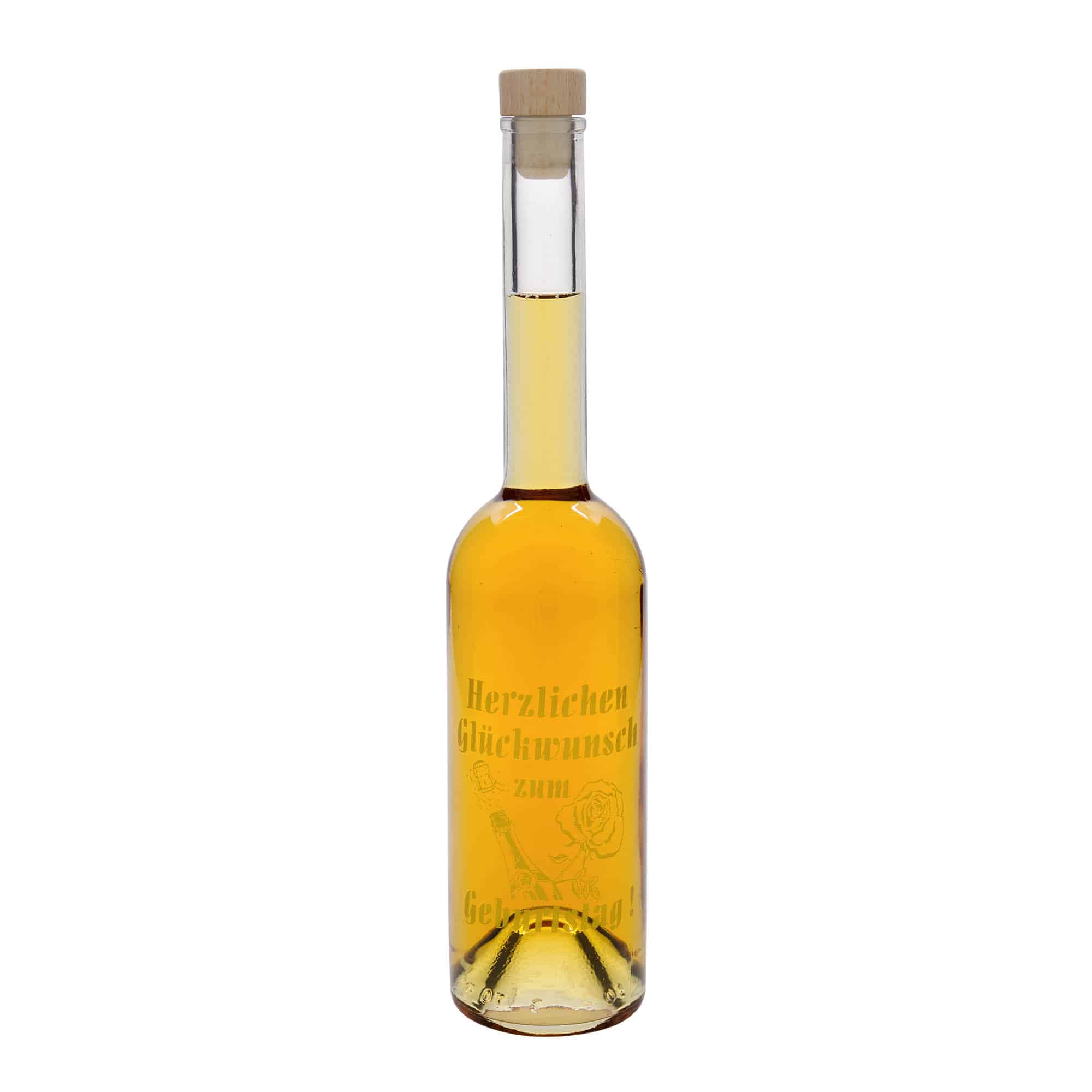 500 ml glass bottle 'Opera', design: birthday bottle, opening: cork
