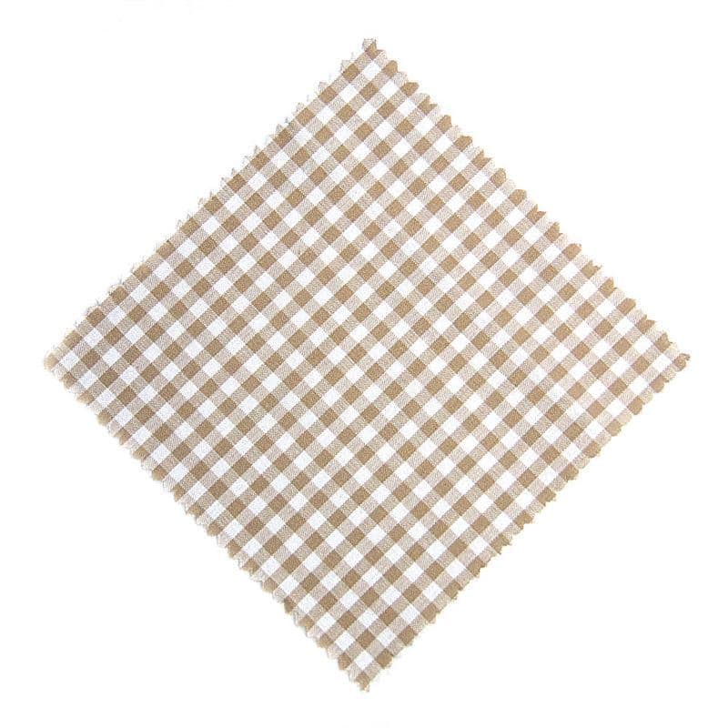Checked fabric jar cover 15x15, square, textile, beige, for opening: TO58-TO82