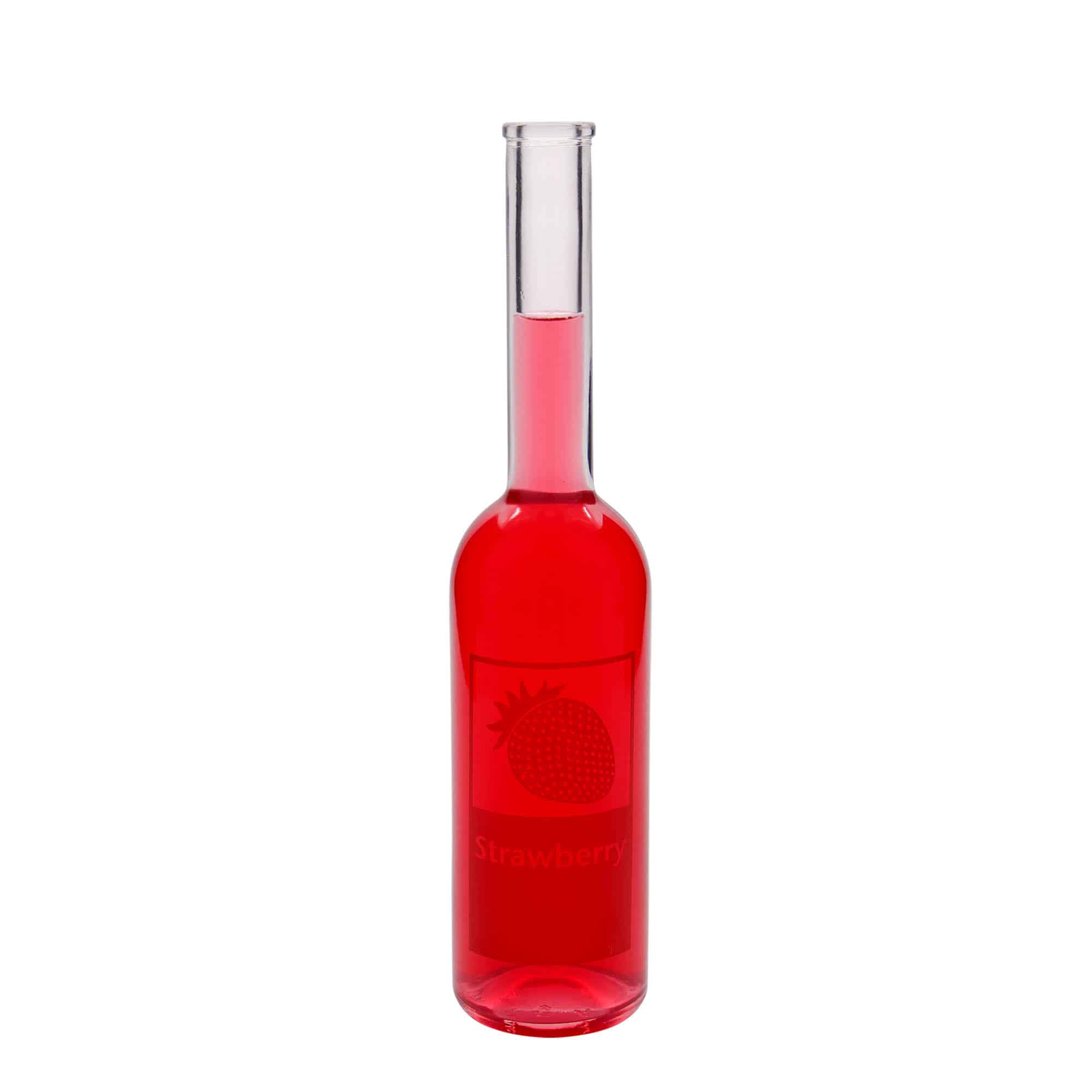 500 ml glass bottle 'Opera', print: Strawberry, closure: cork