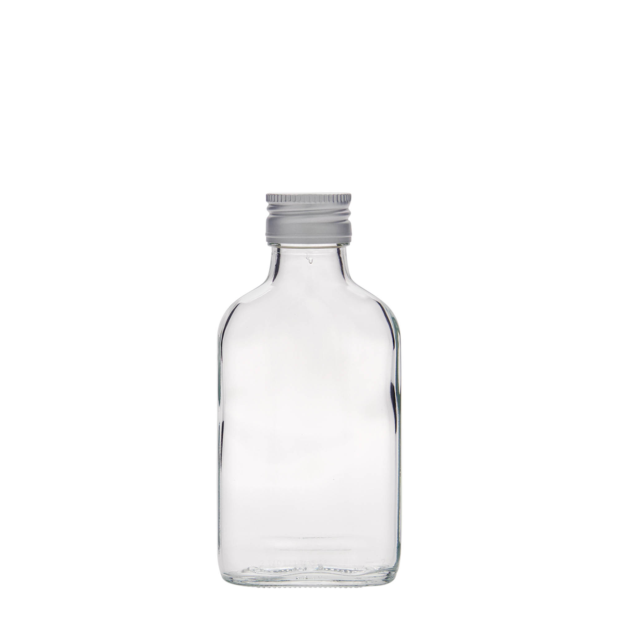 100 ml pocket bottle, rectangular, glass, opening: PP 28