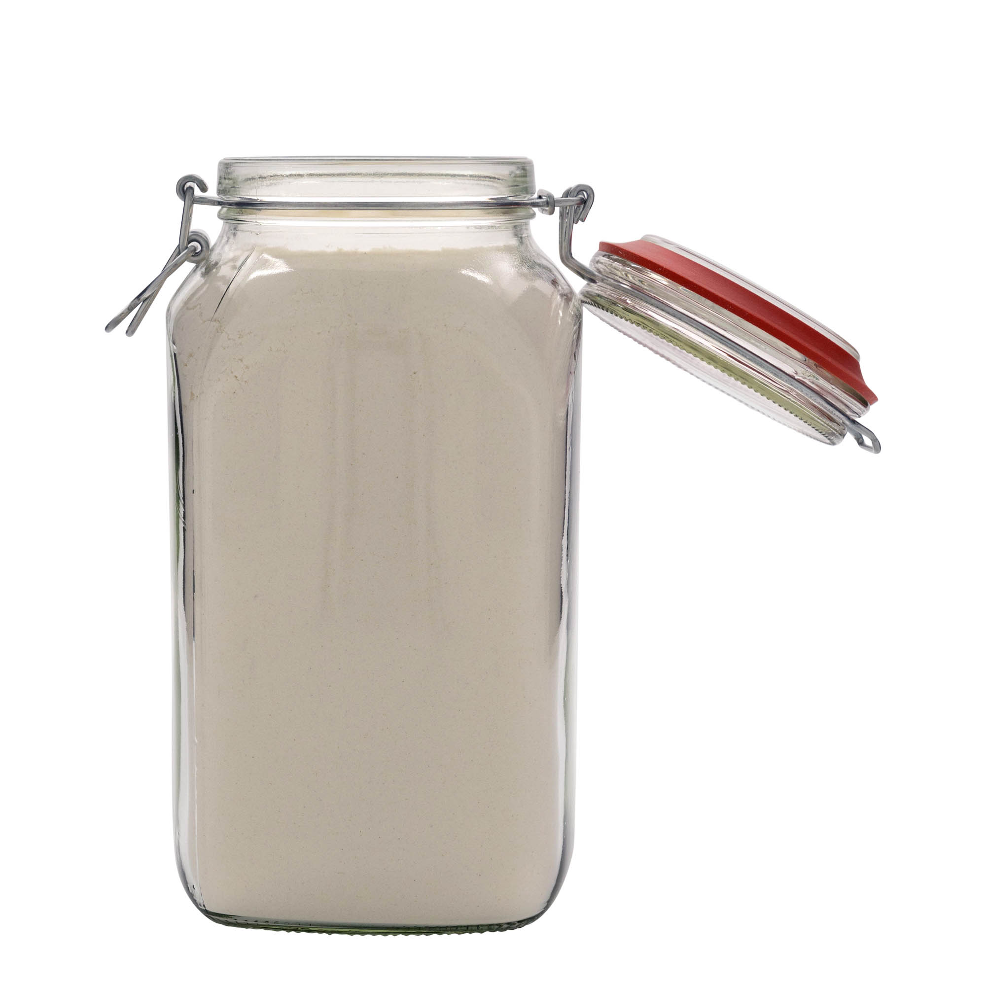 2,590 ml wire bail jar, square, opening: wire bail closure