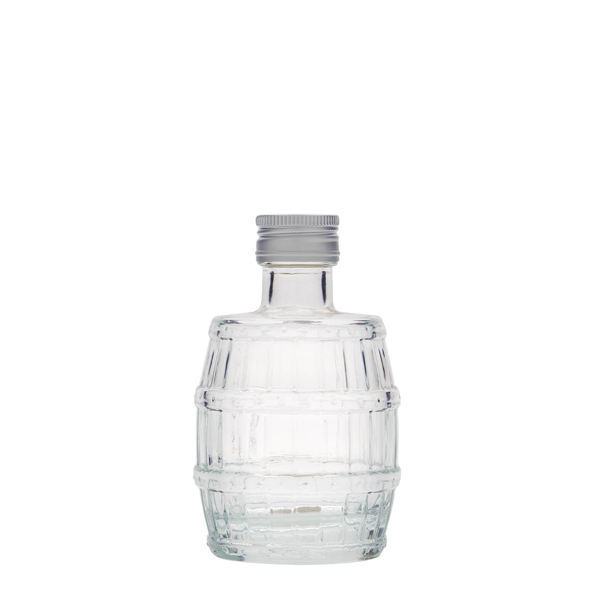100 ml glass bottle 'barrel', opening: PP 24 100 ml glass bottle 'barrel', opening: PP 24