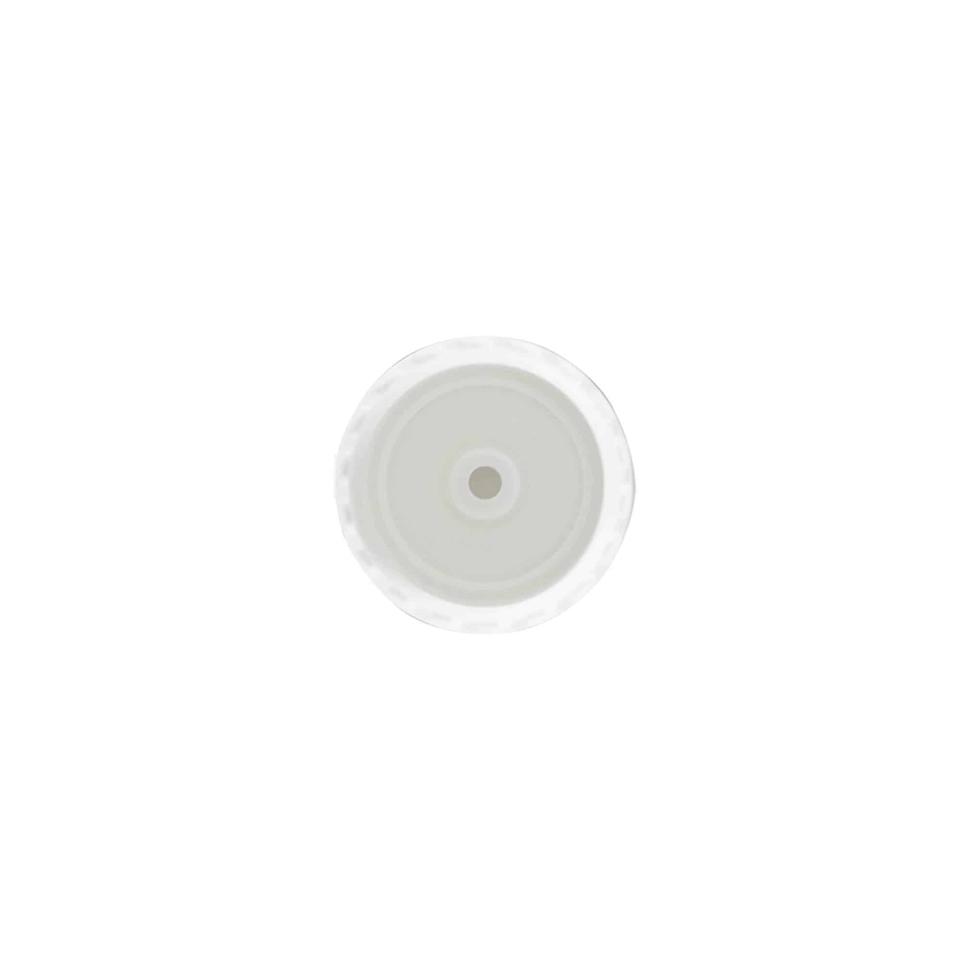 Screw cap with hinge, PP plastic, white, for opening: 24/410