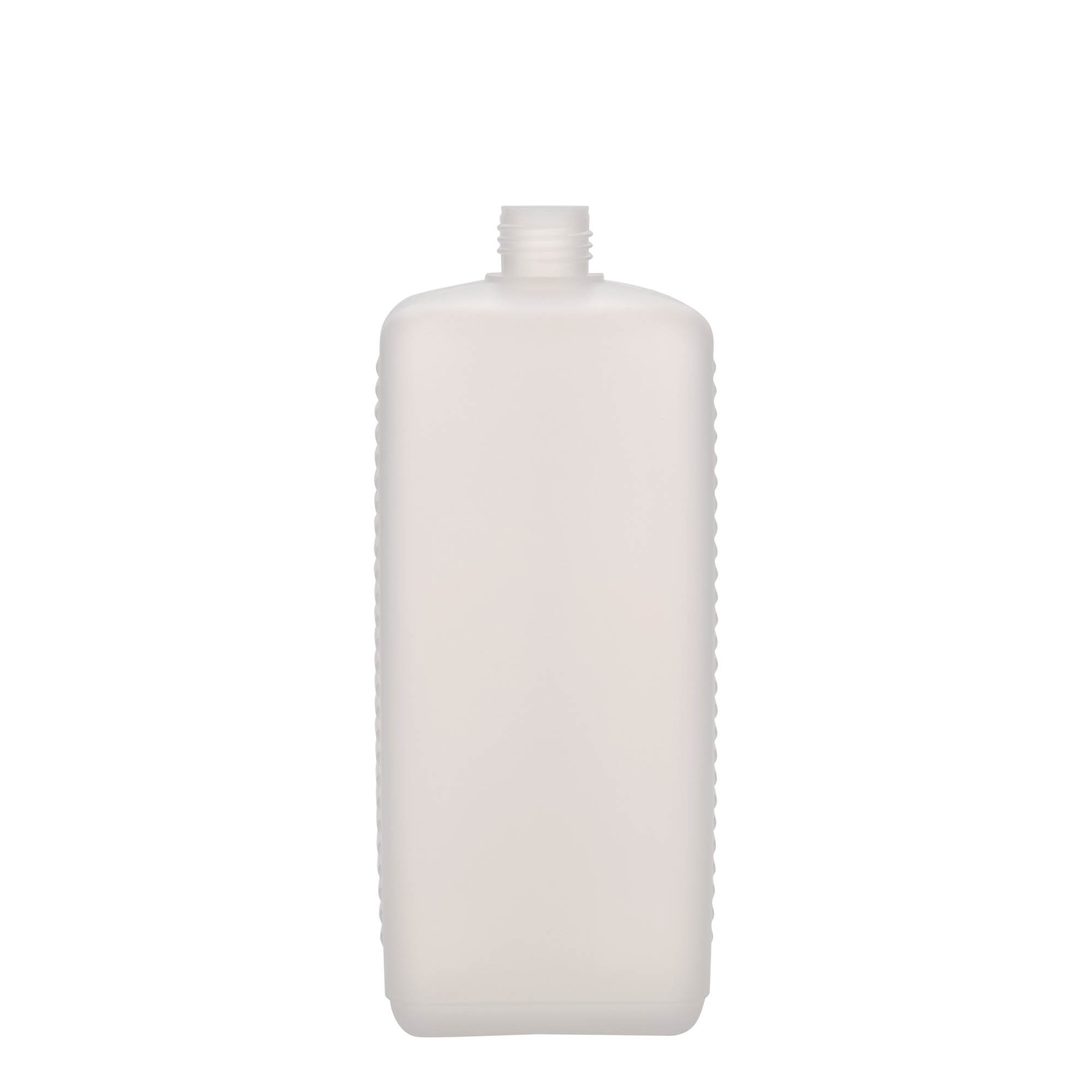 1,000 ml canister bottle, rectangular, HDPE plastic, natural, opening: DIN 25 EPE