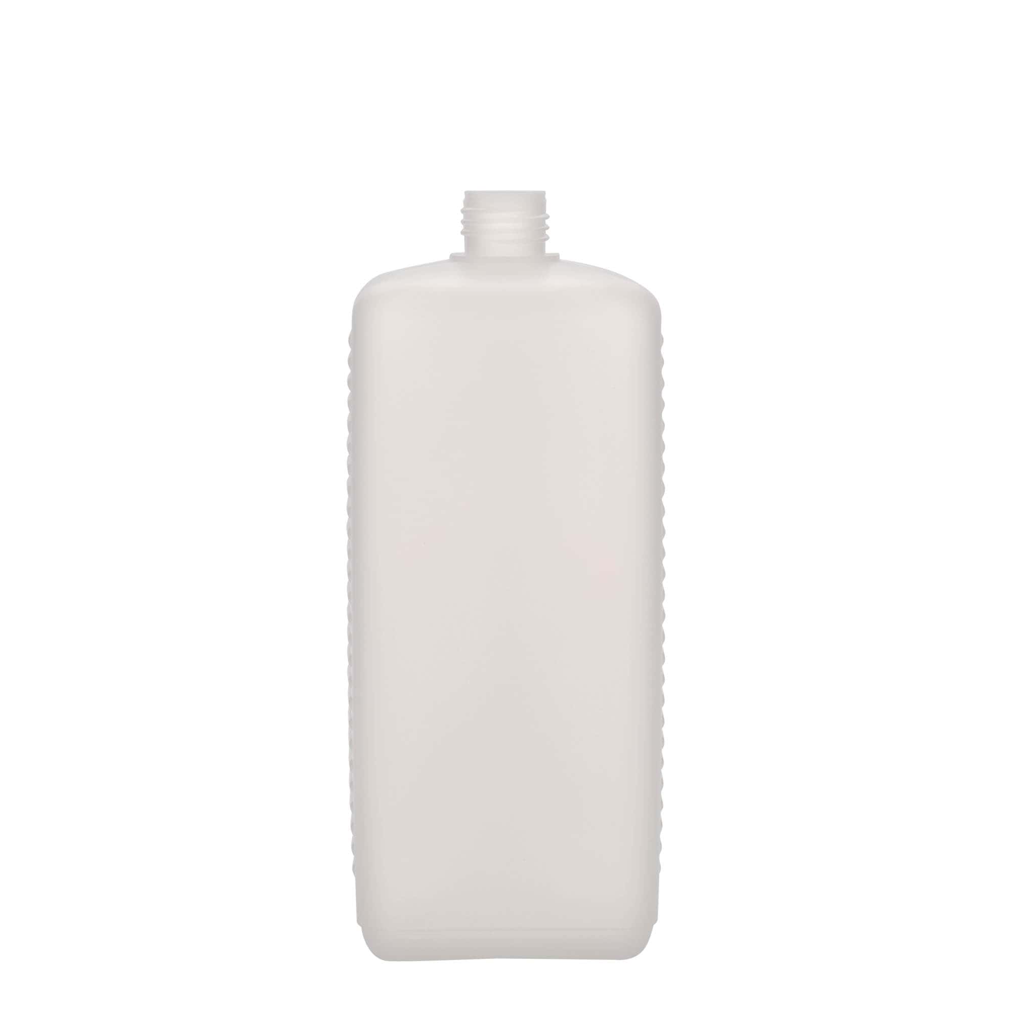 1,000 ml canister bottle, rectangular, HDPE plastic, natural, opening: DIN 25 EPE