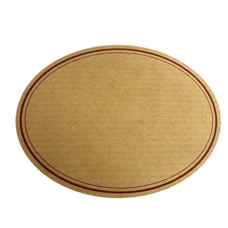 Natural label, oval, paper, red/brown
