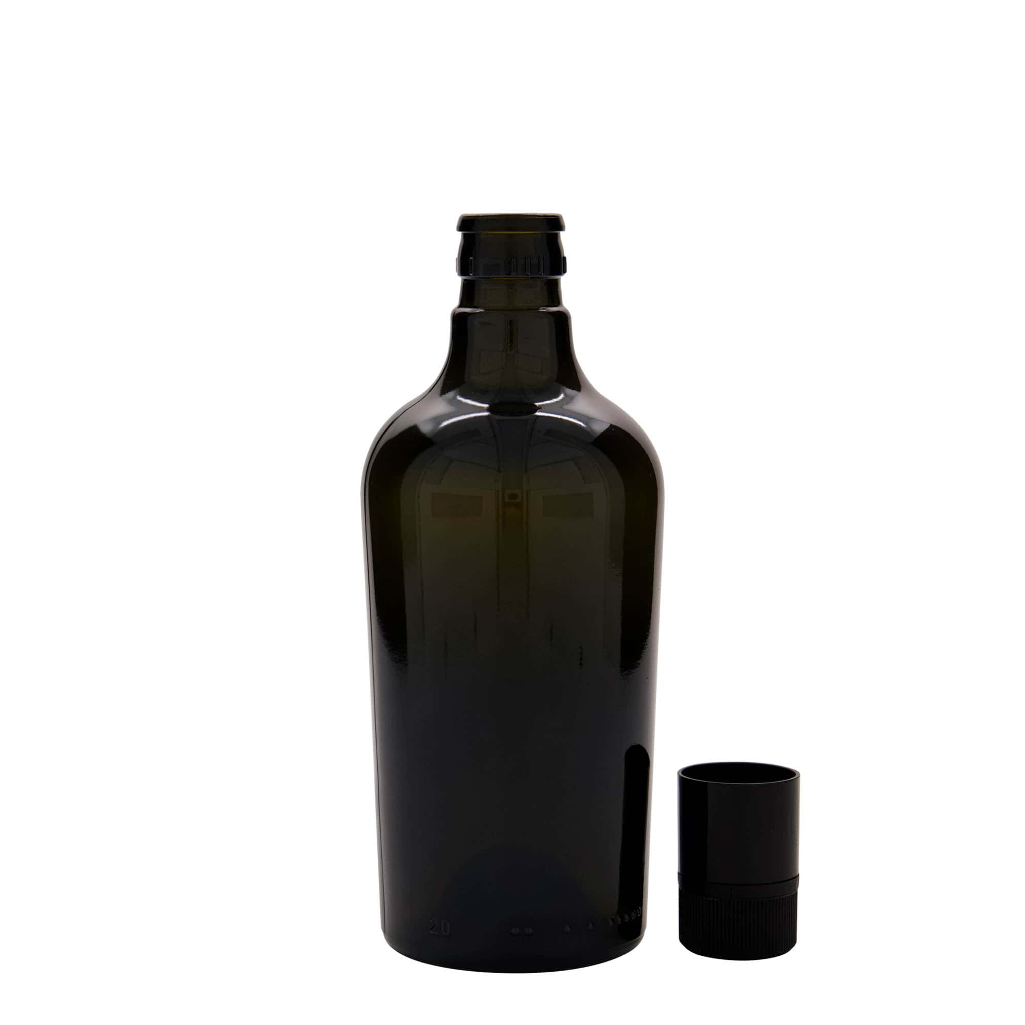 500 ml vinegar/oil bottle 'Oleum', glass, antique green, opening: DOP