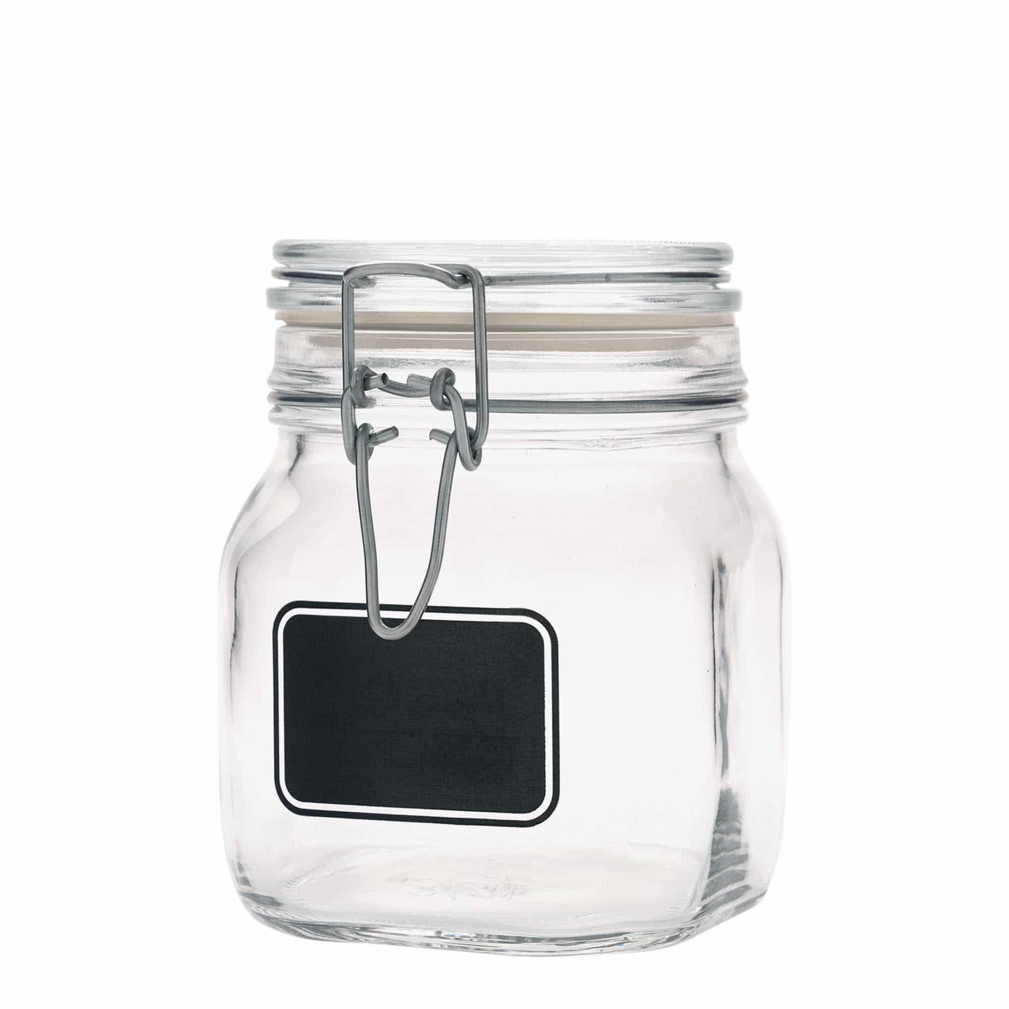 750 ml clip top jar 'Fido', print: blank label, square, closure: clip top