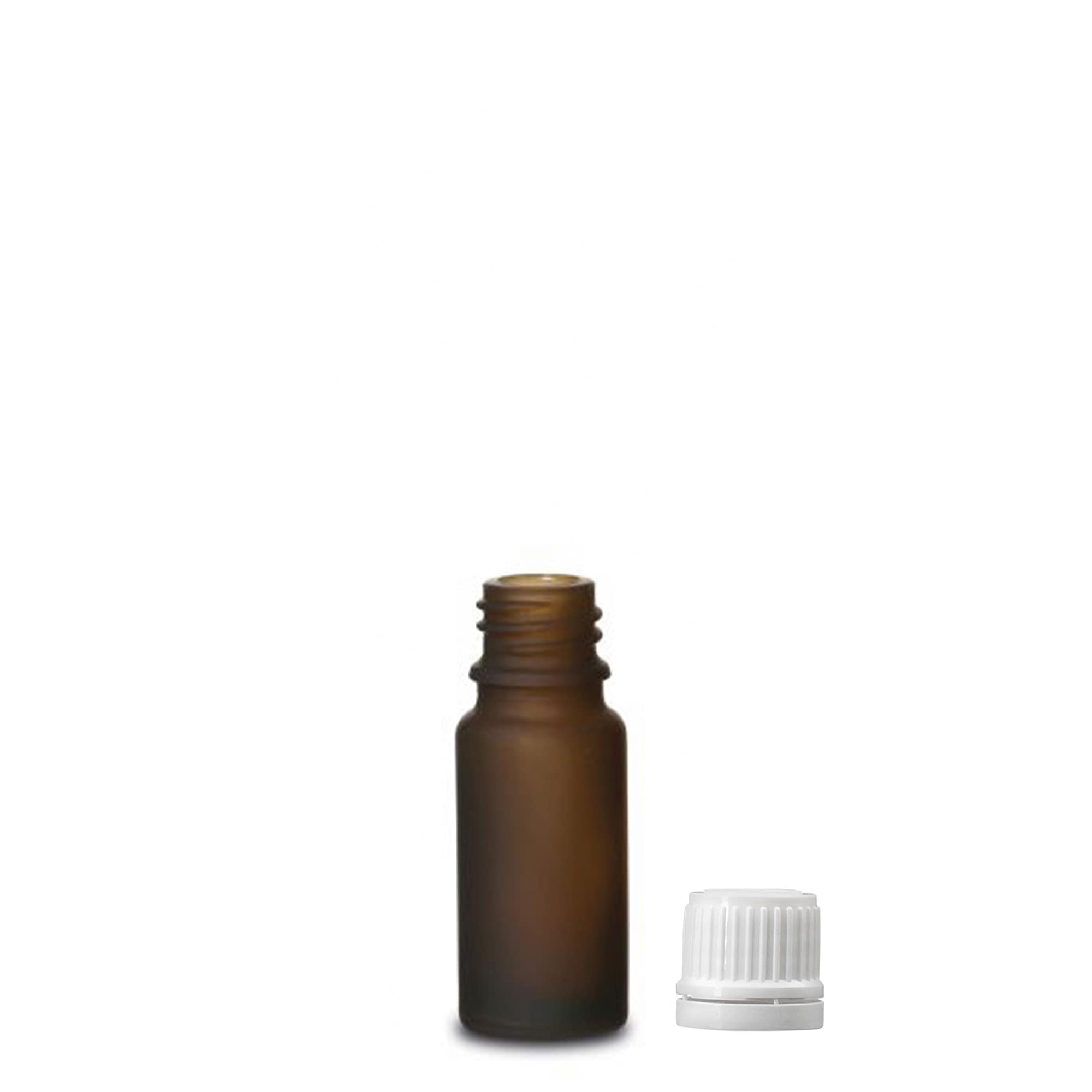 10 ml medicine bottle, glass, brown frosted, opening: DIN 18