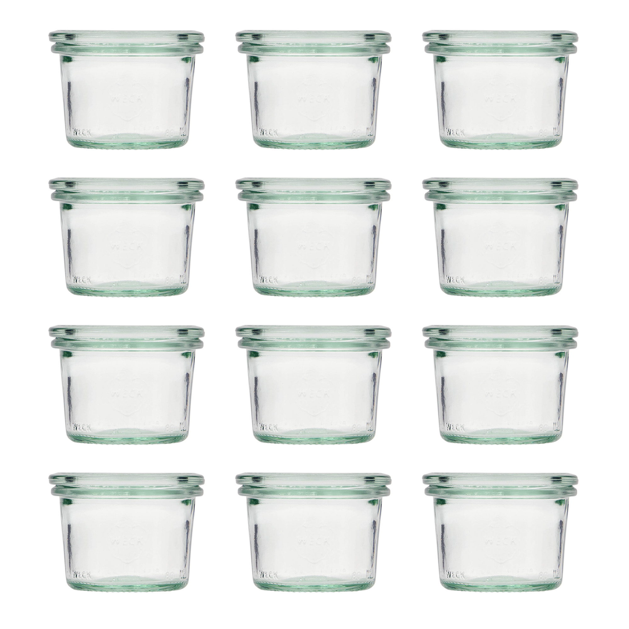 12x 80 ml WECK inverted jar with glass lid RR 60