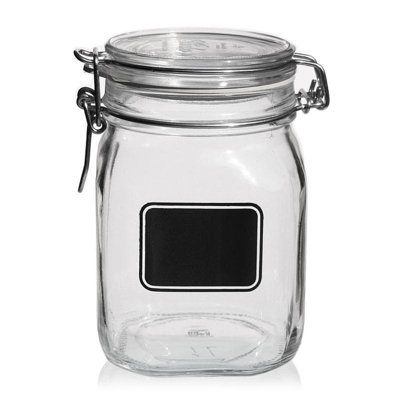 1,000 ml clip top jar 'Fido', print: blank label, square, closure: clip top