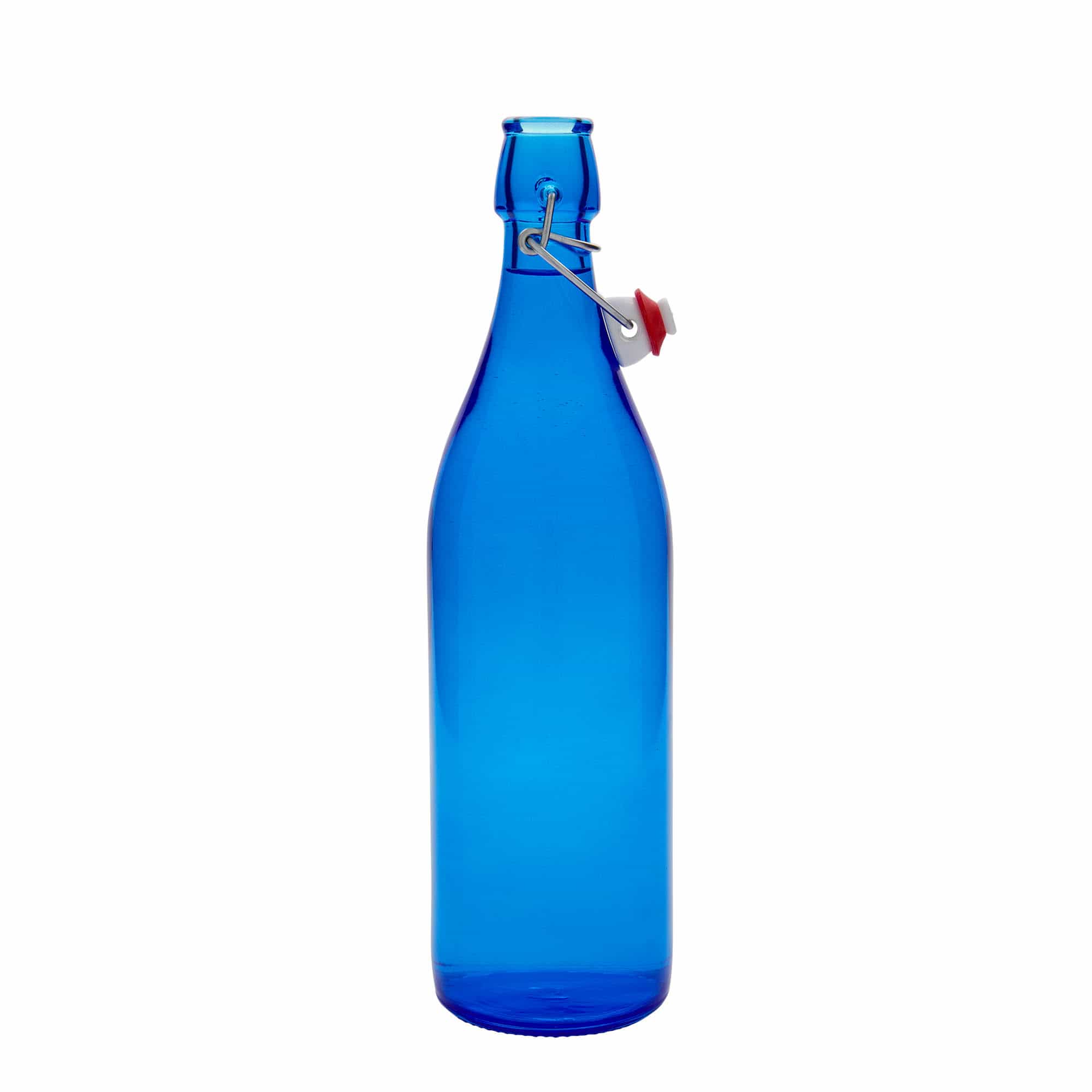 1,000 ml glass bottle 'Giara', blue, closure: swing top