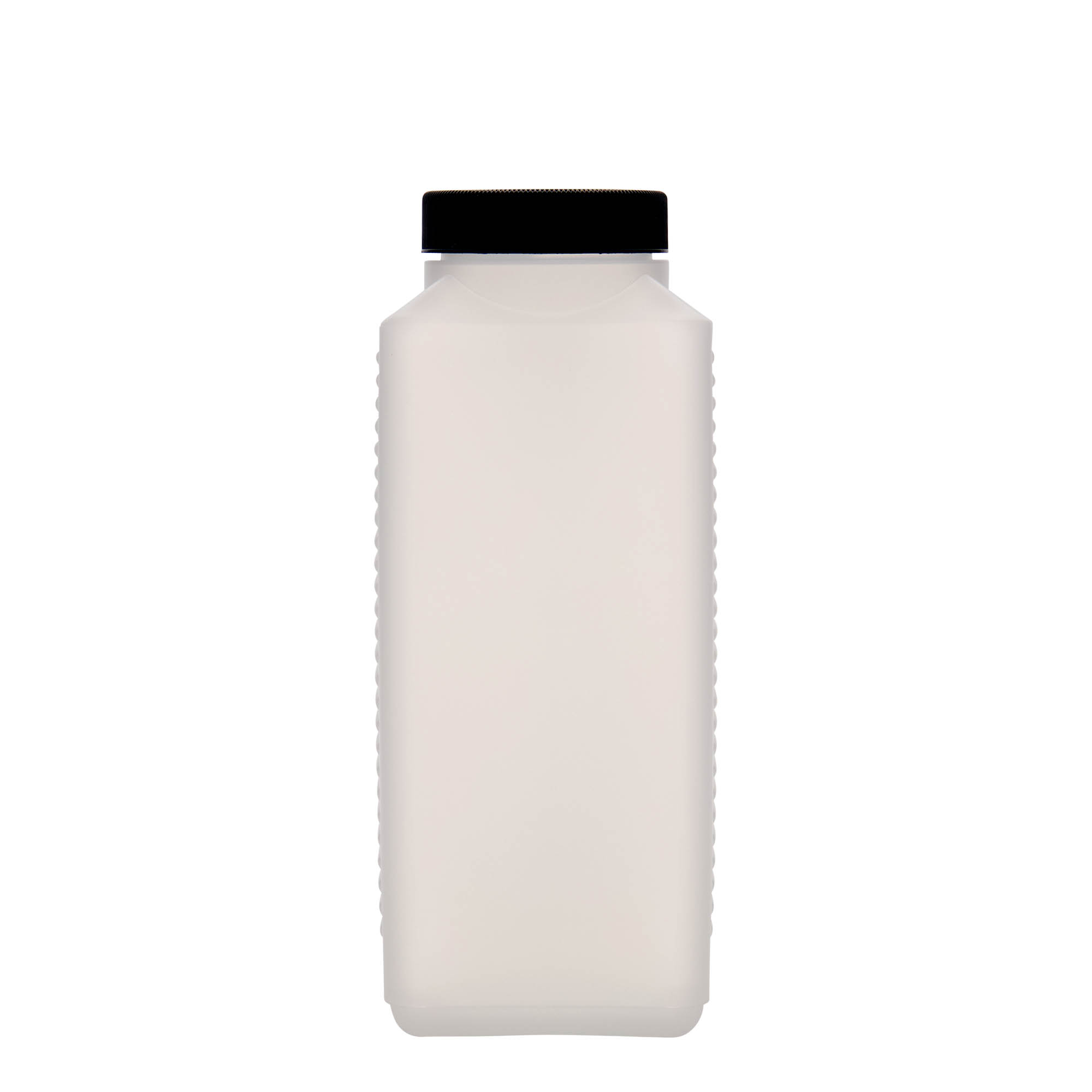 1,000 ml wide-neck bottle, rectangular, HDPE plastic, natural, opening: DIN 60 EPE 1,000 ml wide-neck bottle, rectangular, HDPE plastic, natural, opening: DIN 60 EPE