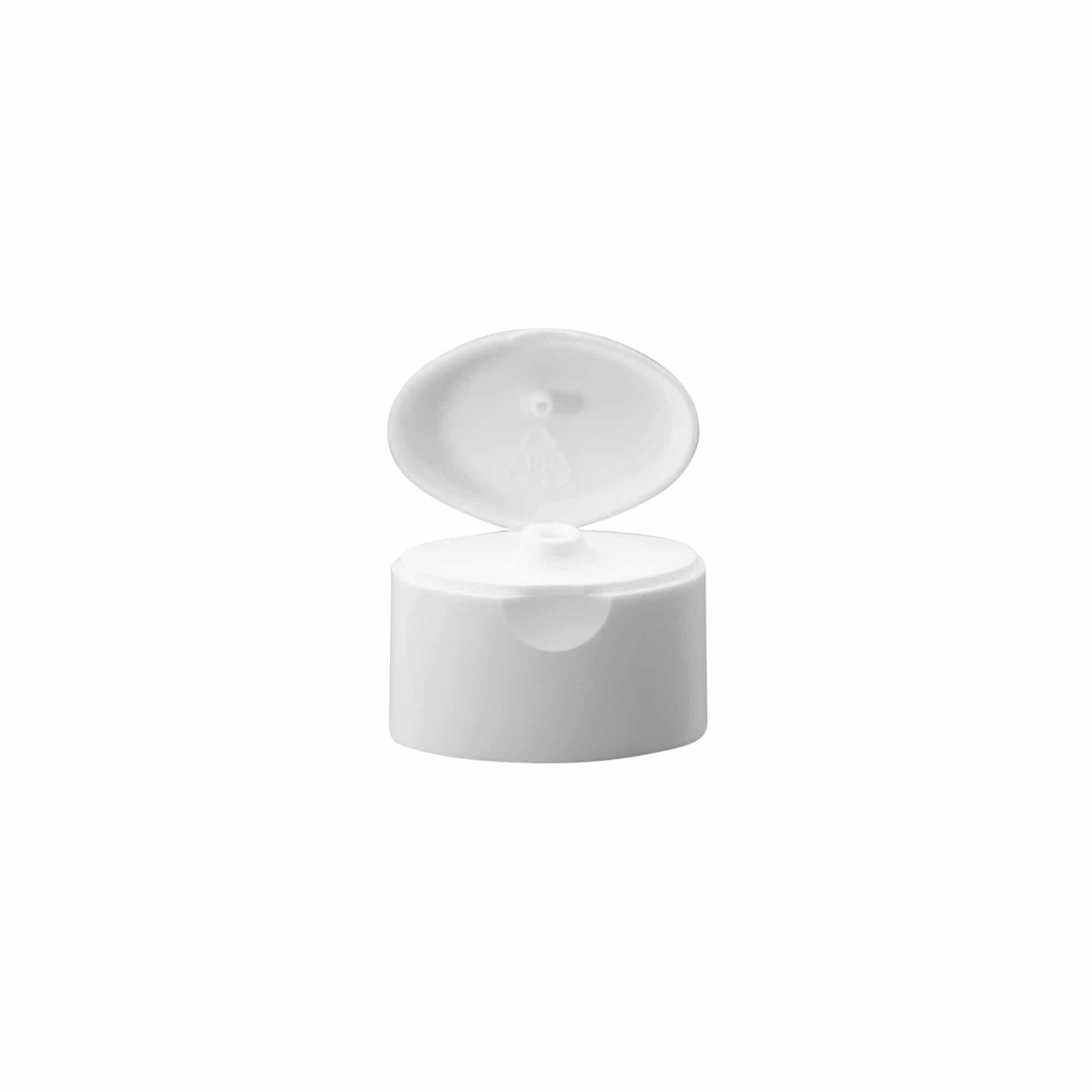 Screw cap with hinged flap for ‘Indy’, plastic, white