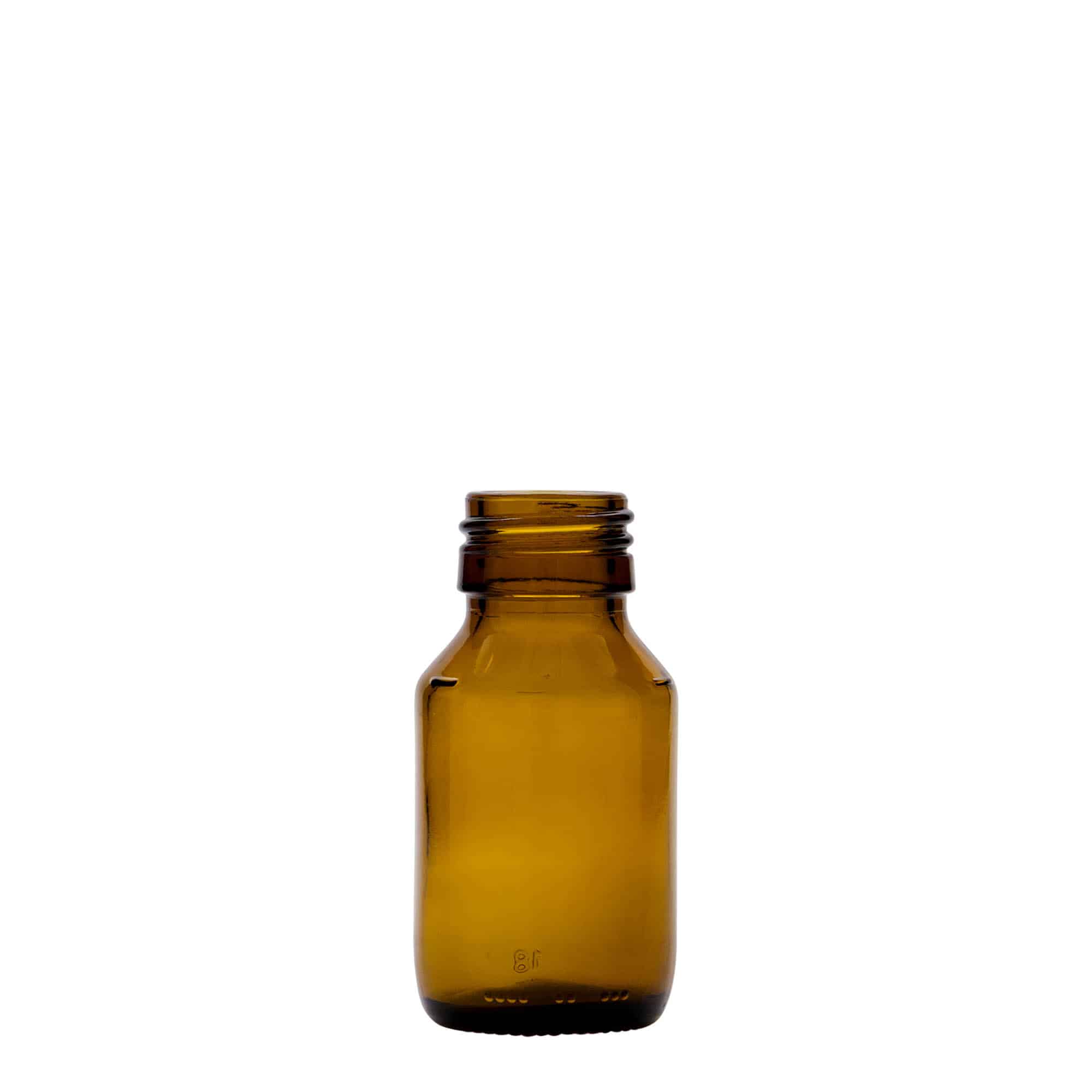 50 ml medical bottle, brown, glass, opening: PP 28