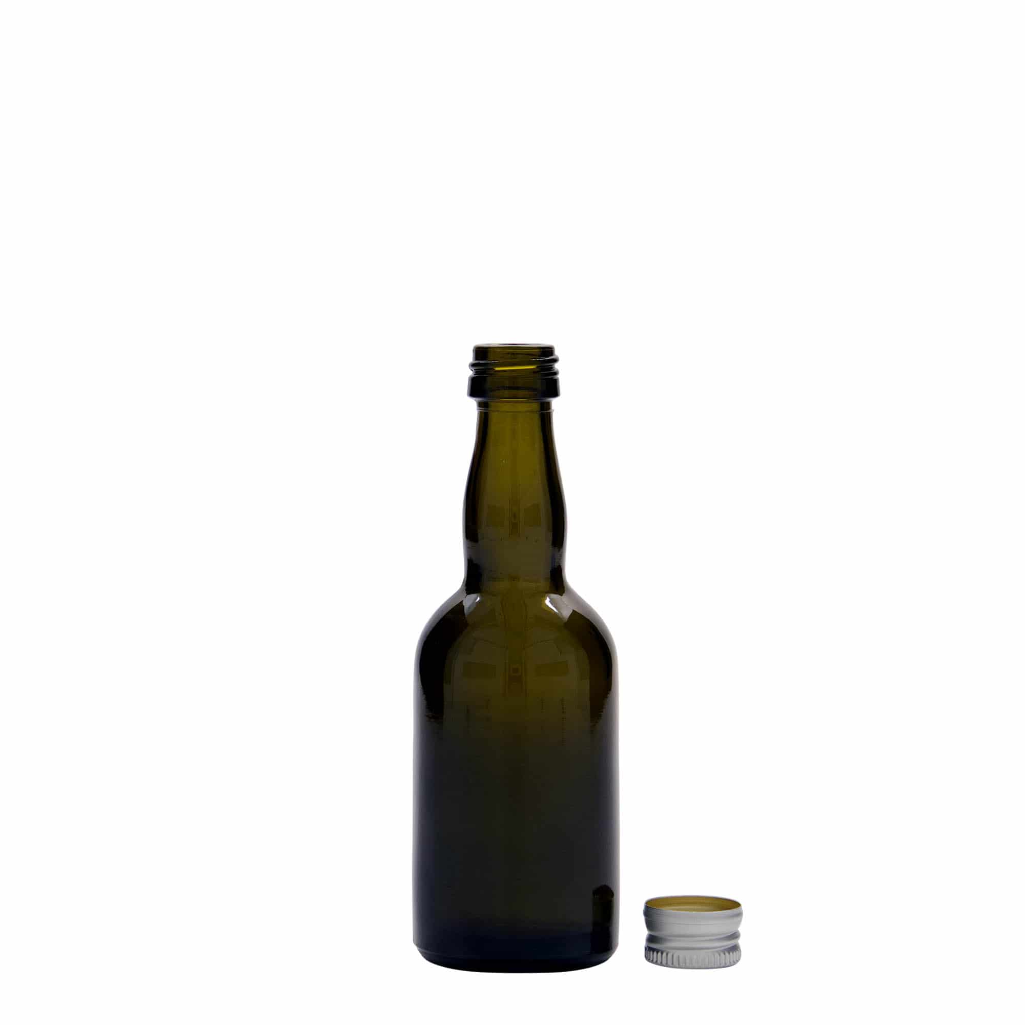 50 ml glass bottle 'Proba', antique green, opening: PP 18